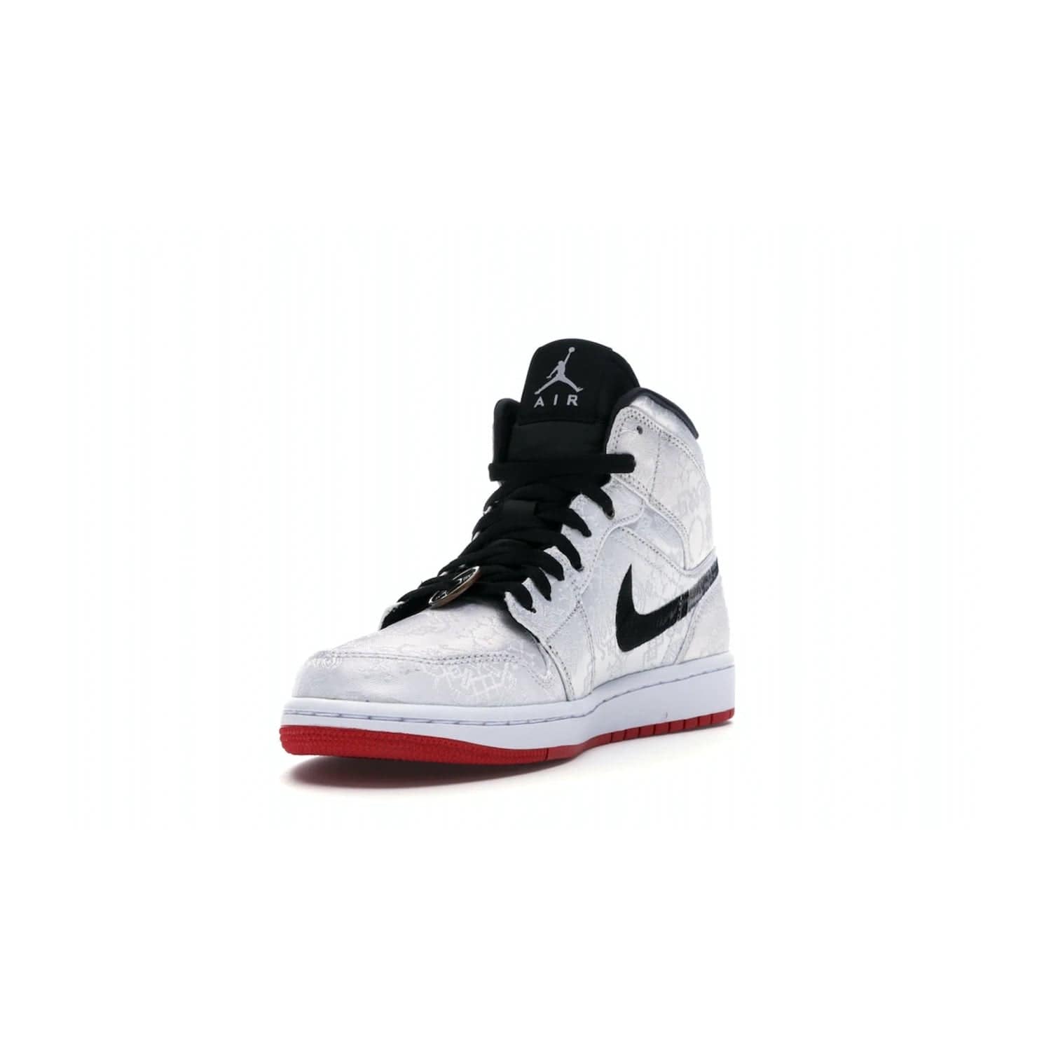 Jordan 1 Mid SE Fearless Edison Chen CLOT - Image 13 - Only at www.BallersClubKickz.com - Iconic mid-top sneakers with intricate Chinese-inspired detailing. From the Fearless pack designed by Edison Chen, the Jordan 1 Mid SE is a powerful representation of fashion and culture. White woven nylon upper with a fadeaway Swoosh and black detailing. Released in December 2019, a true classic.