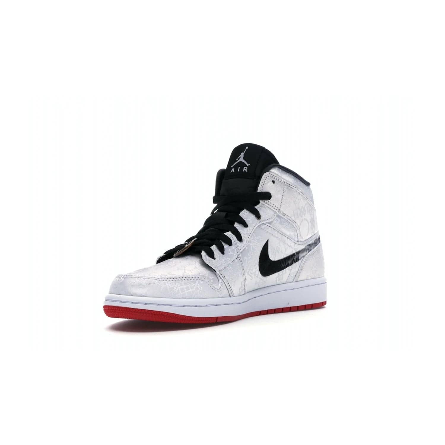Jordan 1 Mid SE Fearless Edison Chen CLOT - Image 14 - Only at www.BallersClubKickz.com - Iconic mid-top sneakers with intricate Chinese-inspired detailing. From the Fearless pack designed by Edison Chen, the Jordan 1 Mid SE is a powerful representation of fashion and culture. White woven nylon upper with a fadeaway Swoosh and black detailing. Released in December 2019, a true classic.