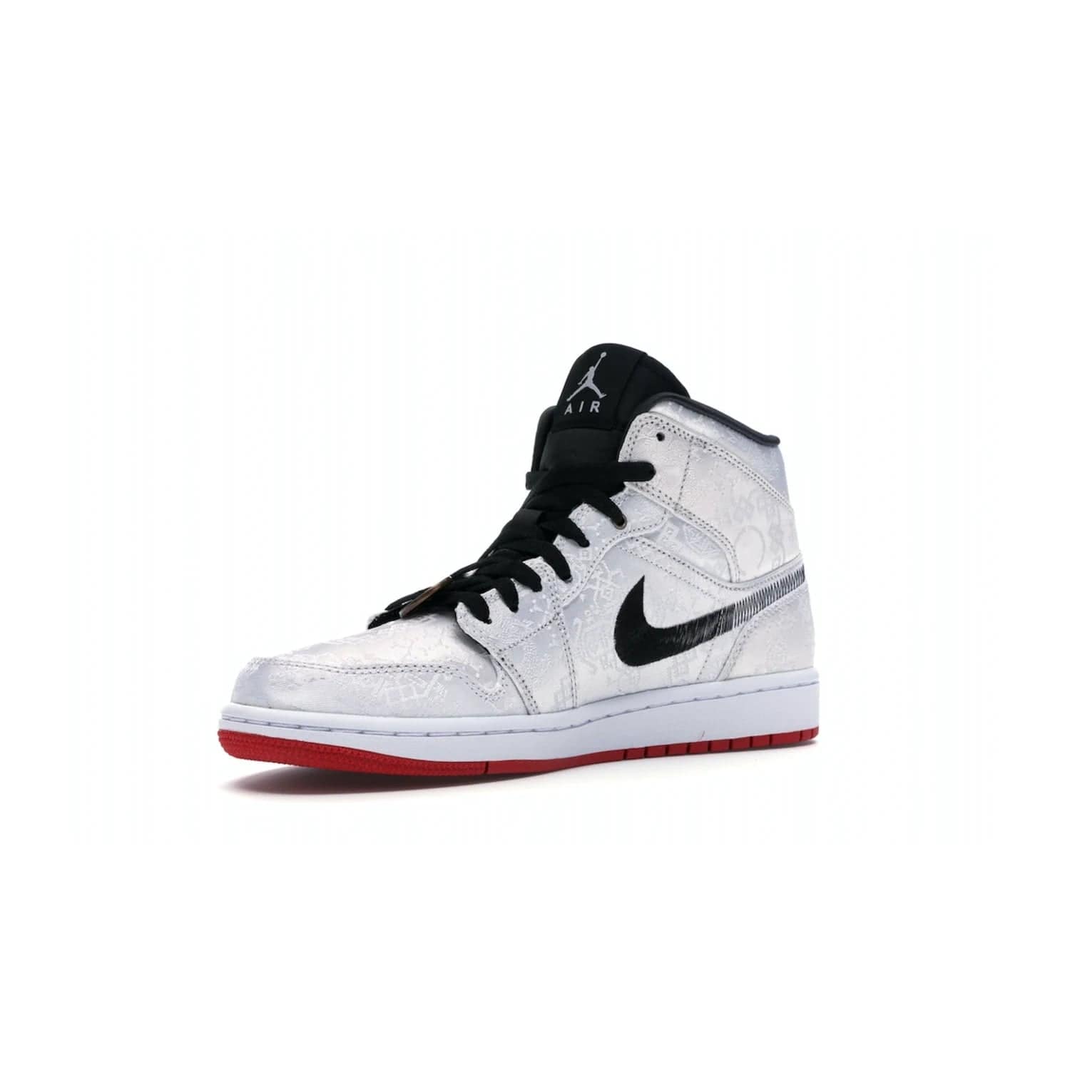 Jordan 1 Mid SE Fearless Edison Chen CLOT - Image 15 - Only at www.BallersClubKickz.com - Iconic mid-top sneakers with intricate Chinese-inspired detailing. From the Fearless pack designed by Edison Chen, the Jordan 1 Mid SE is a powerful representation of fashion and culture. White woven nylon upper with a fadeaway Swoosh and black detailing. Released in December 2019, a true classic.