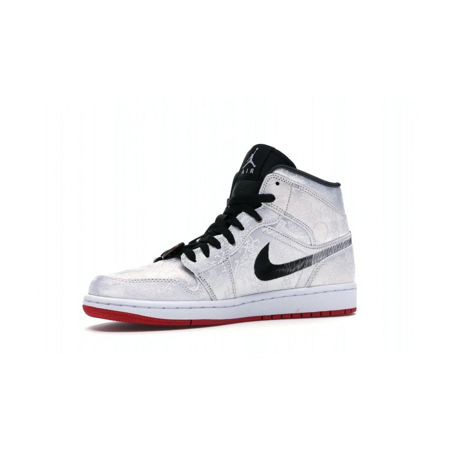 Jordan 1 Mid SE Fearless Edison Chen CLOT - Image 16 - Only at www.BallersClubKickz.com - Iconic mid-top sneakers with intricate Chinese-inspired detailing. From the Fearless pack designed by Edison Chen, the Jordan 1 Mid SE is a powerful representation of fashion and culture. White woven nylon upper with a fadeaway Swoosh and black detailing. Released in December 2019, a true classic.