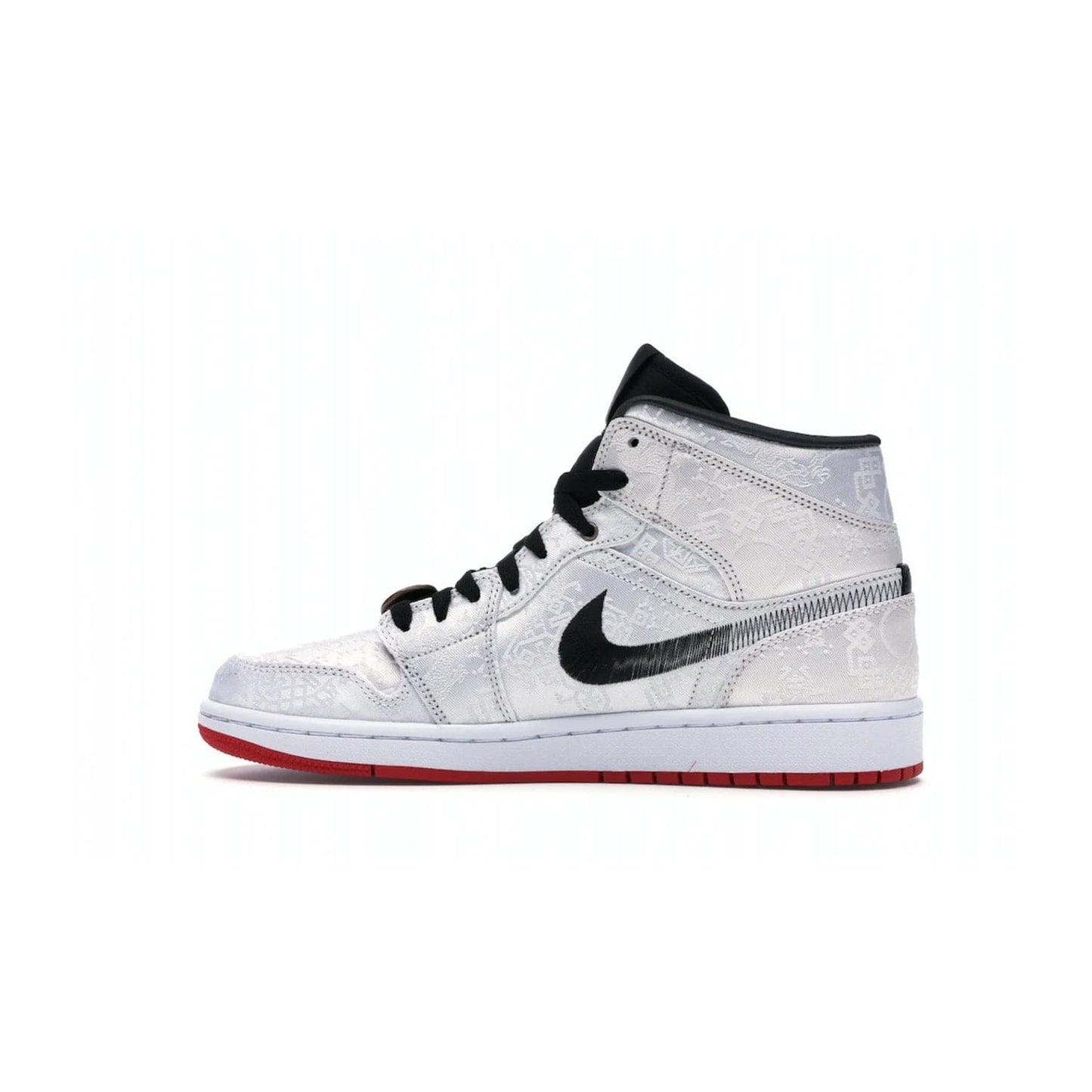 Jordan 1 Mid SE Fearless Edison Chen CLOT - Image 20 - Only at www.BallersClubKickz.com - Iconic mid-top sneakers with intricate Chinese-inspired detailing. From the Fearless pack designed by Edison Chen, the Jordan 1 Mid SE is a powerful representation of fashion and culture. White woven nylon upper with a fadeaway Swoosh and black detailing. Released in December 2019, a true classic.
