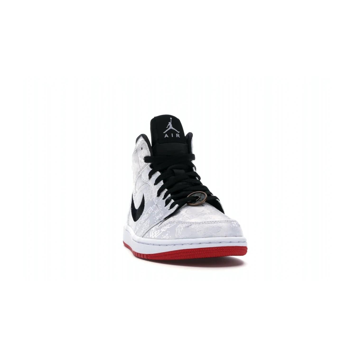 Jordan 1 Mid SE Fearless Edison Chen CLOT - Image 8 - Only at www.BallersClubKickz.com - Iconic mid-top sneakers with intricate Chinese-inspired detailing. From the Fearless pack designed by Edison Chen, the Jordan 1 Mid SE is a powerful representation of fashion and culture. White woven nylon upper with a fadeaway Swoosh and black detailing. Released in December 2019, a true classic.