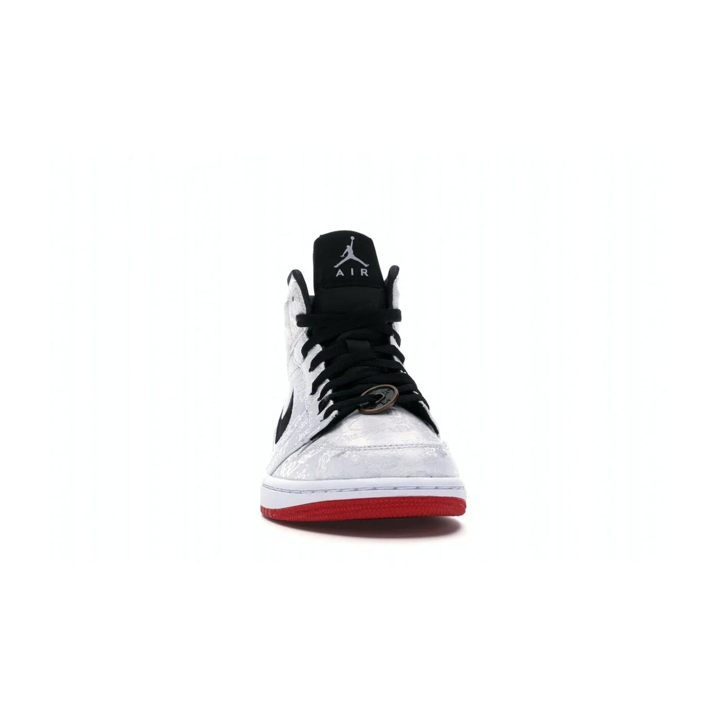 Jordan 1 Mid SE Fearless Edison Chen CLOT - Image 9 - Only at www.BallersClubKickz.com - Iconic mid-top sneakers with intricate Chinese-inspired detailing. From the Fearless pack designed by Edison Chen, the Jordan 1 Mid SE is a powerful representation of fashion and culture. White woven nylon upper with a fadeaway Swoosh and black detailing. Released in December 2019, a true classic.