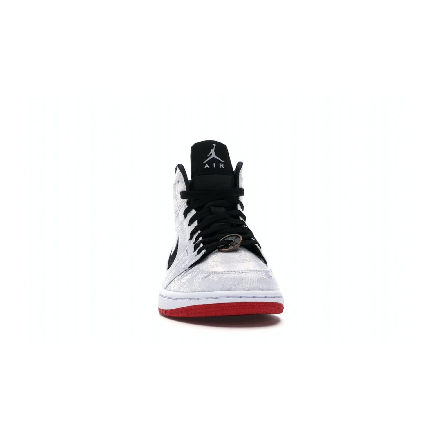 Jordan 1 Mid SE Fearless Edison Chen CLOT - Image 9 - Only at www.BallersClubKickz.com - Iconic mid-top sneakers with intricate Chinese-inspired detailing. From the Fearless pack designed by Edison Chen, the Jordan 1 Mid SE is a powerful representation of fashion and culture. White woven nylon upper with a fadeaway Swoosh and black detailing. Released in December 2019, a true classic.