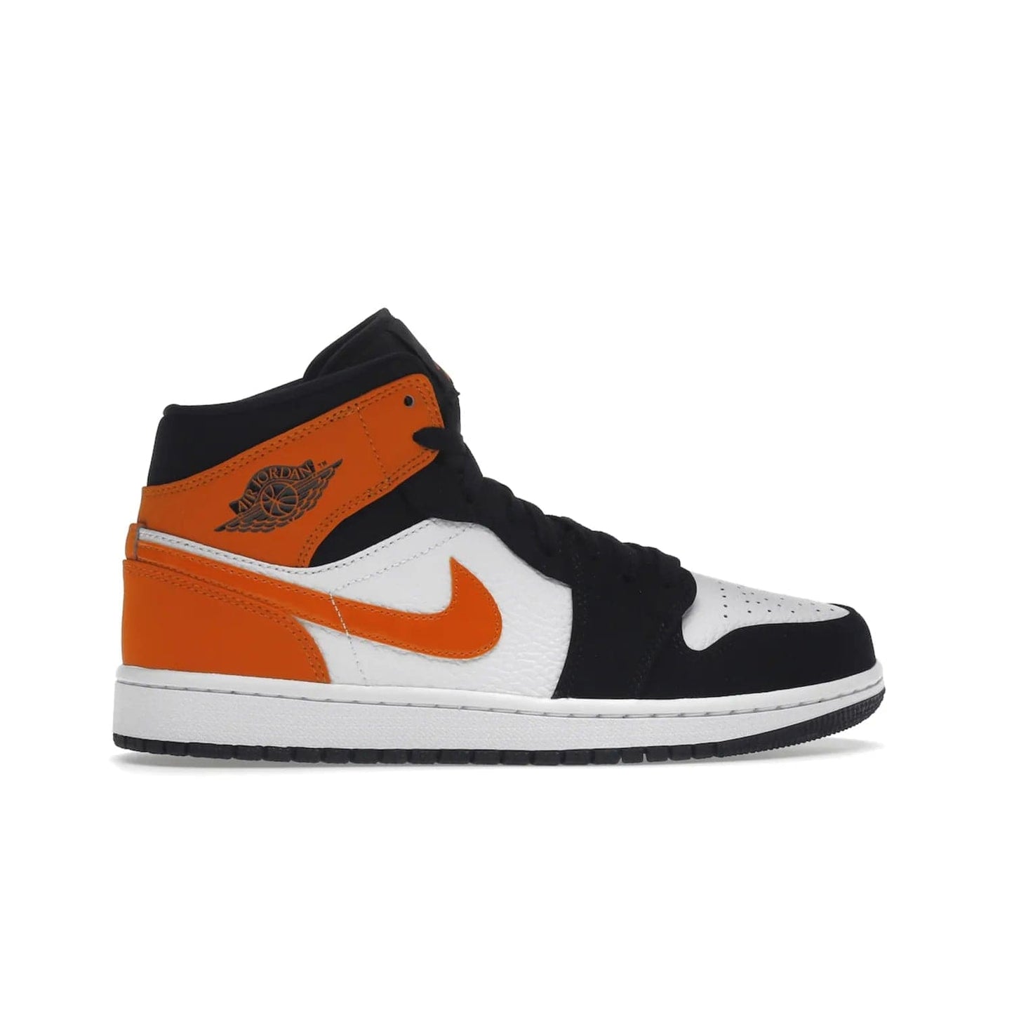 Jordan 1 Mid Shattered Backboard - Image 36 - Only at www.BallersClubKickz.com - The Air Jordan 1 Mid Shattered Backboard offers a timeless Black/White-Starfish colorway. Classic Swoosh logo and AJ insignia plus a shatterd backboard graphic on the insole. Get your pair today!