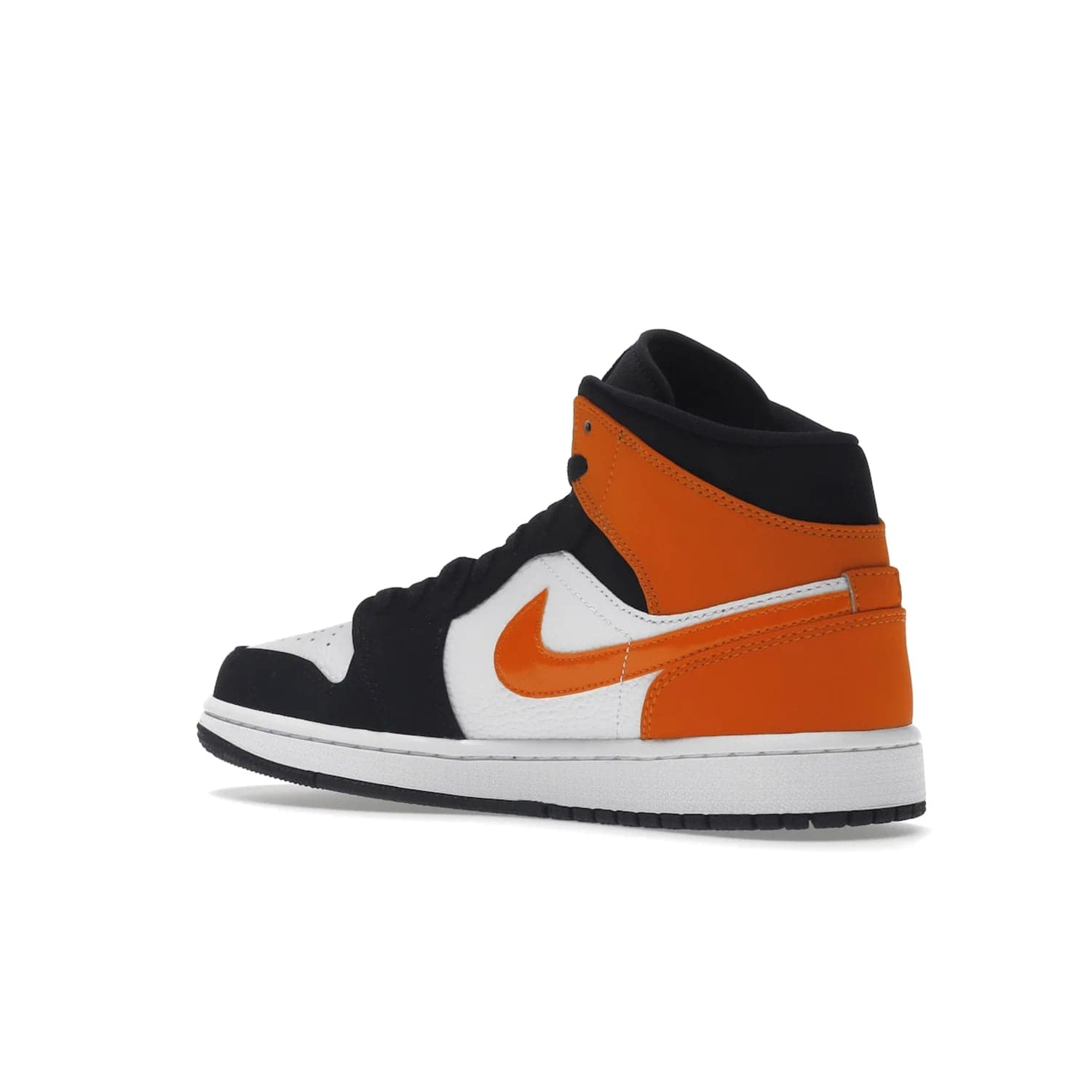 Jordan 1 Mid Shattered Backboard - Image 23 - Only at www.BallersClubKickz.com - The Air Jordan 1 Mid Shattered Backboard offers a timeless Black/White-Starfish colorway. Classic Swoosh logo and AJ insignia plus a shatterd backboard graphic on the insole. Get your pair today!