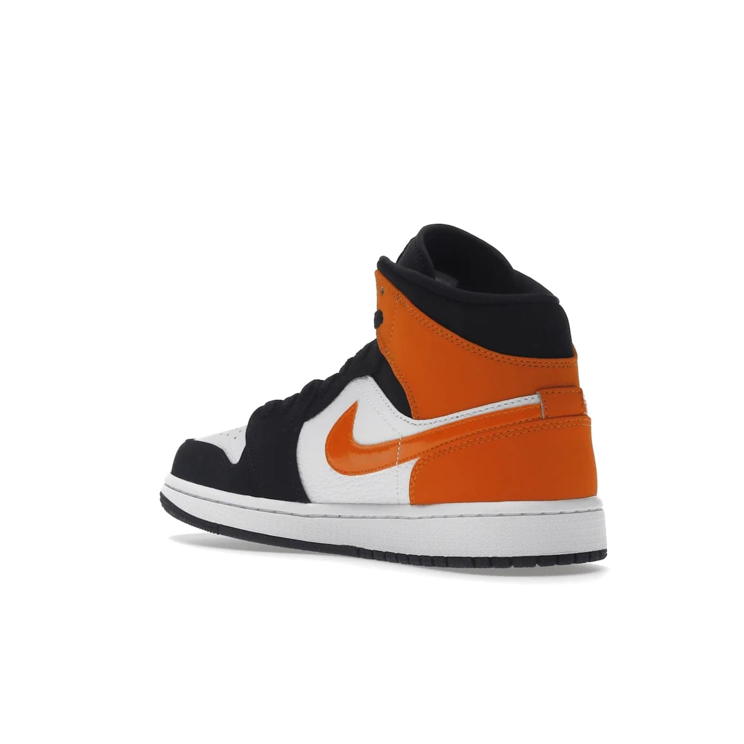 Jordan 1 Mid Shattered Backboard - Image 24 - Only at www.BallersClubKickz.com - The Air Jordan 1 Mid Shattered Backboard offers a timeless Black/White-Starfish colorway. Classic Swoosh logo and AJ insignia plus a shatterd backboard graphic on the insole. Get your pair today!