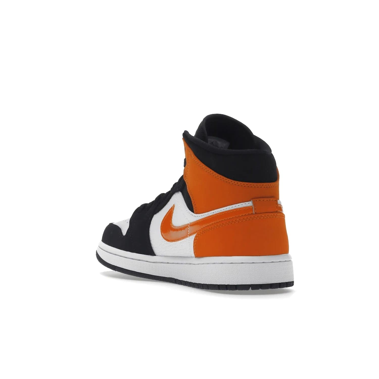 Jordan 1 Mid Shattered Backboard - Image 25 - Only at www.BallersClubKickz.com - The Air Jordan 1 Mid Shattered Backboard offers a timeless Black/White-Starfish colorway. Classic Swoosh logo and AJ insignia plus a shatterd backboard graphic on the insole. Get your pair today!