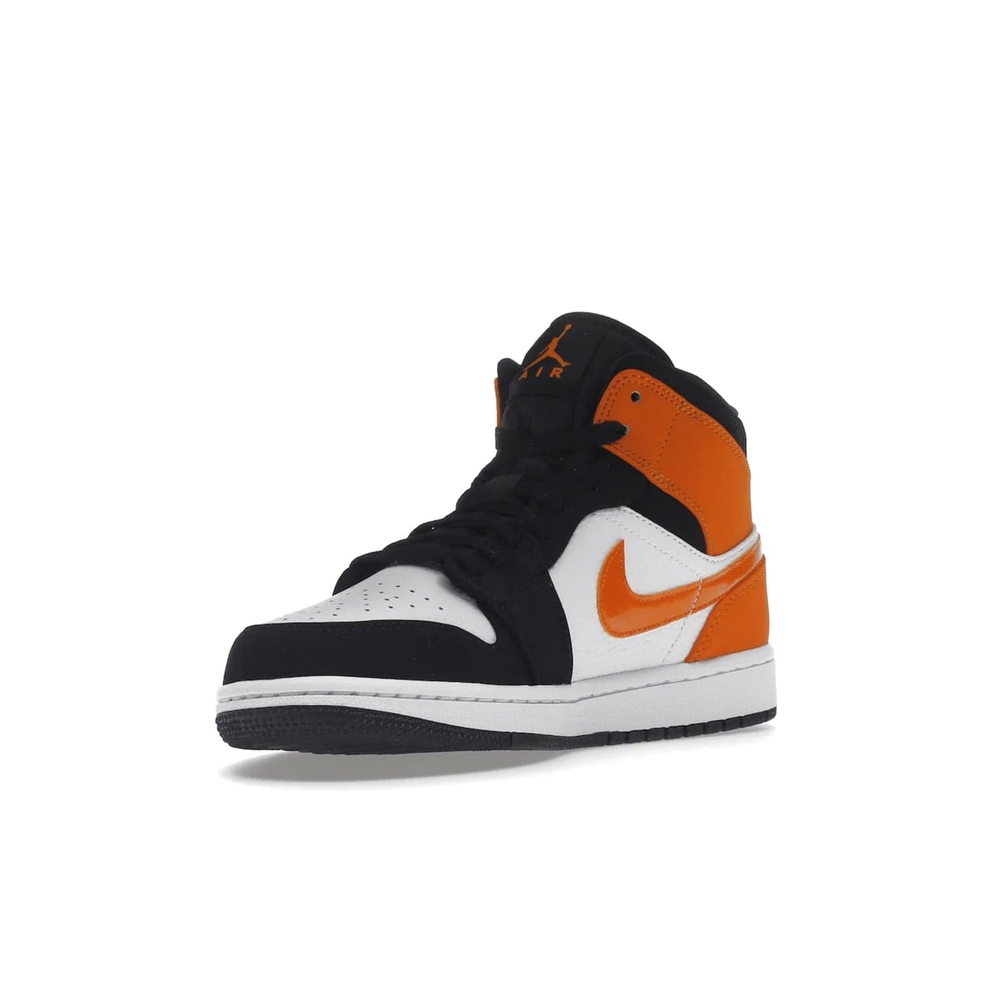 Jordan 1 Mid Shattered Backboard - Image 14 - Only at www.BallersClubKickz.com - The Air Jordan 1 Mid Shattered Backboard offers a timeless Black/White-Starfish colorway. Classic Swoosh logo and AJ insignia plus a shatterd backboard graphic on the insole. Get your pair today!