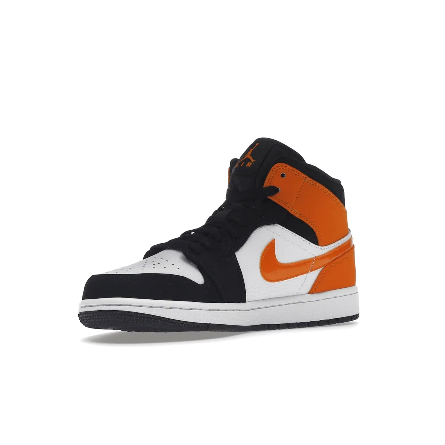 Jordan 1 Mid Shattered Backboard - Image 15 - Only at www.BallersClubKickz.com - The Air Jordan 1 Mid Shattered Backboard offers a timeless Black/White-Starfish colorway. Classic Swoosh logo and AJ insignia plus a shatterd backboard graphic on the insole. Get your pair today!