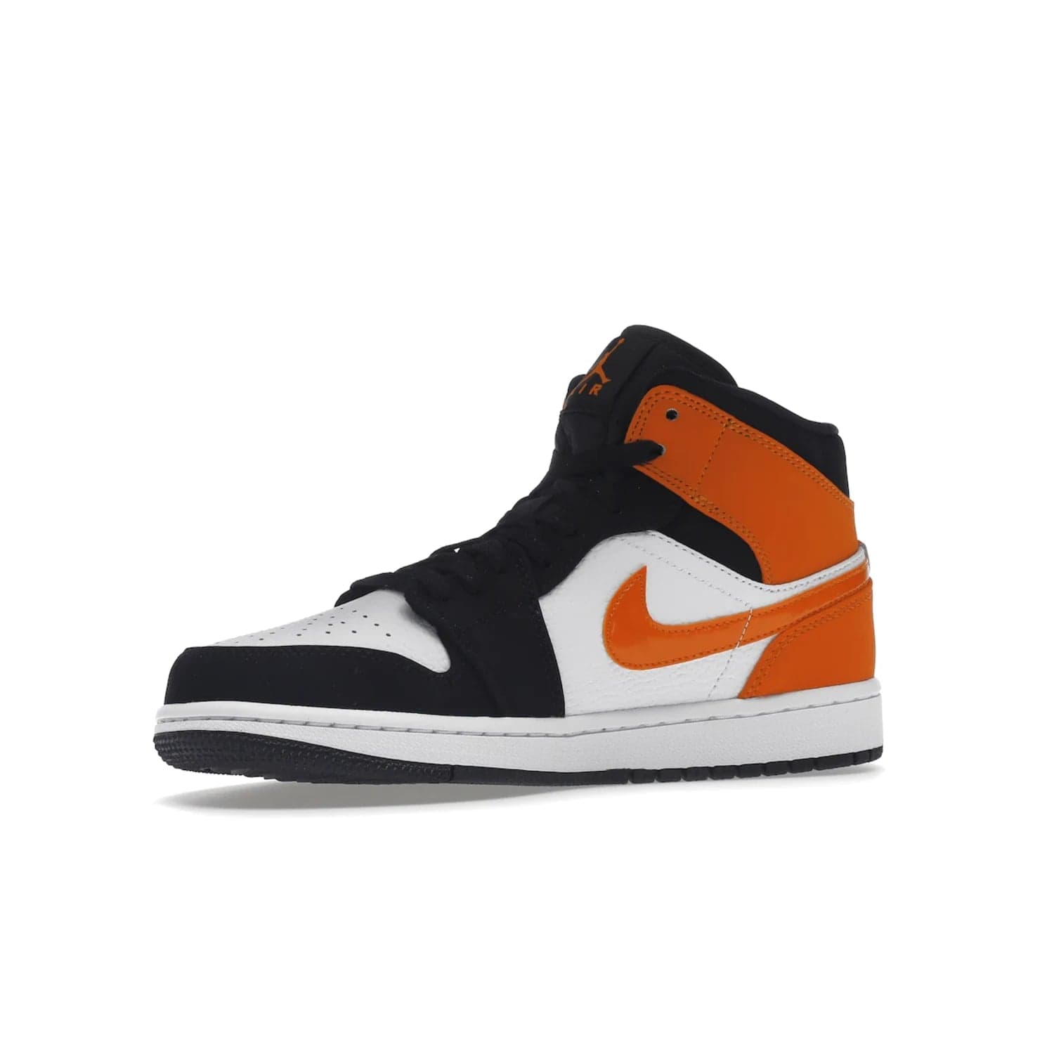 Jordan 1 Mid Shattered Backboard - Image 16 - Only at www.BallersClubKickz.com - The Air Jordan 1 Mid Shattered Backboard offers a timeless Black/White-Starfish colorway. Classic Swoosh logo and AJ insignia plus a shatterd backboard graphic on the insole. Get your pair today!