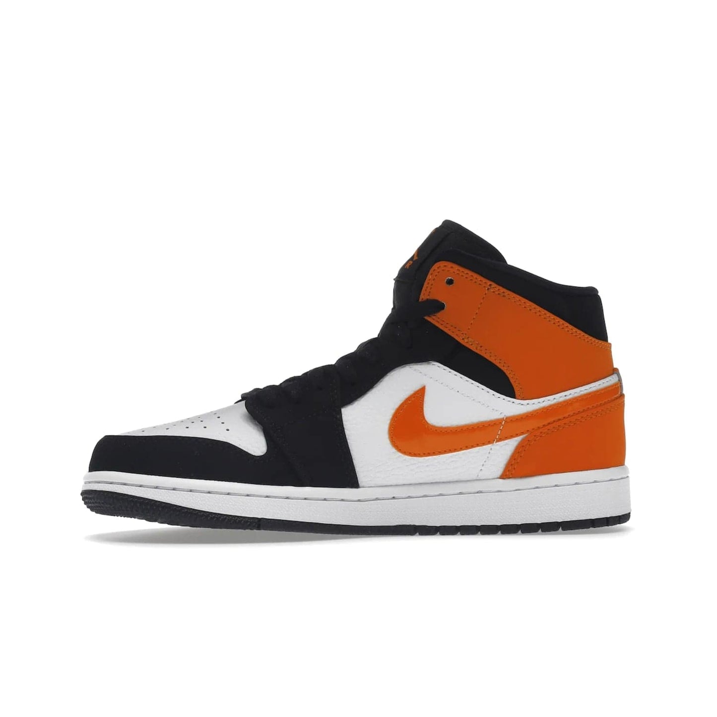 Jordan 1 Mid Shattered Backboard - Image 18 - Only at www.BallersClubKickz.com - The Air Jordan 1 Mid Shattered Backboard offers a timeless Black/White-Starfish colorway. Classic Swoosh logo and AJ insignia plus a shatterd backboard graphic on the insole. Get your pair today!