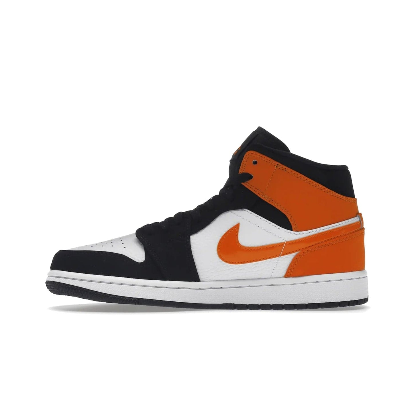 Jordan 1 Mid Shattered Backboard - Image 19 - Only at www.BallersClubKickz.com - The Air Jordan 1 Mid Shattered Backboard offers a timeless Black/White-Starfish colorway. Classic Swoosh logo and AJ insignia plus a shatterd backboard graphic on the insole. Get your pair today!