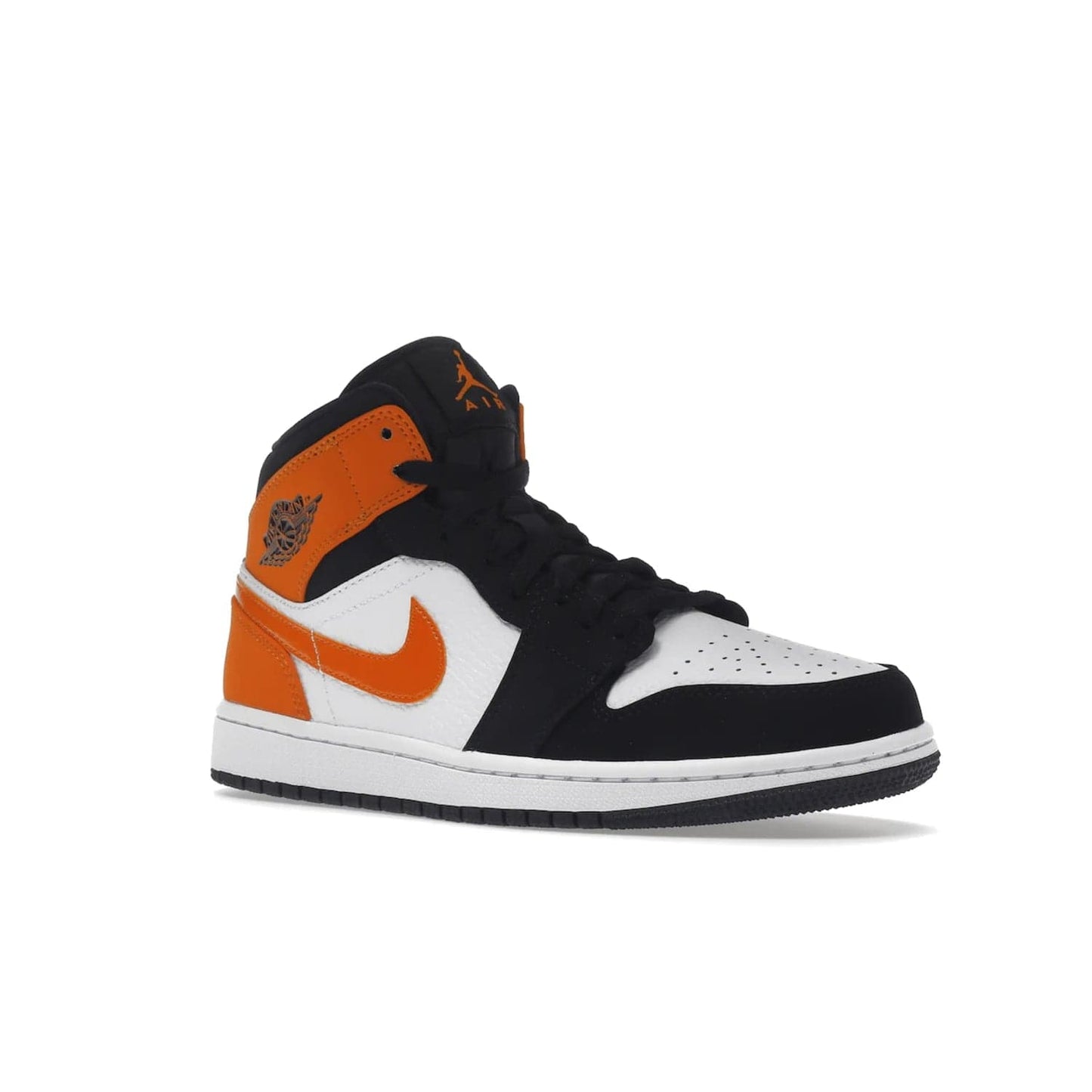 Jordan 1 Mid Shattered Backboard - Image 5 - Only at www.BallersClubKickz.com - The Air Jordan 1 Mid Shattered Backboard offers a timeless Black/White-Starfish colorway. Classic Swoosh logo and AJ insignia plus a shatterd backboard graphic on the insole. Get your pair today!