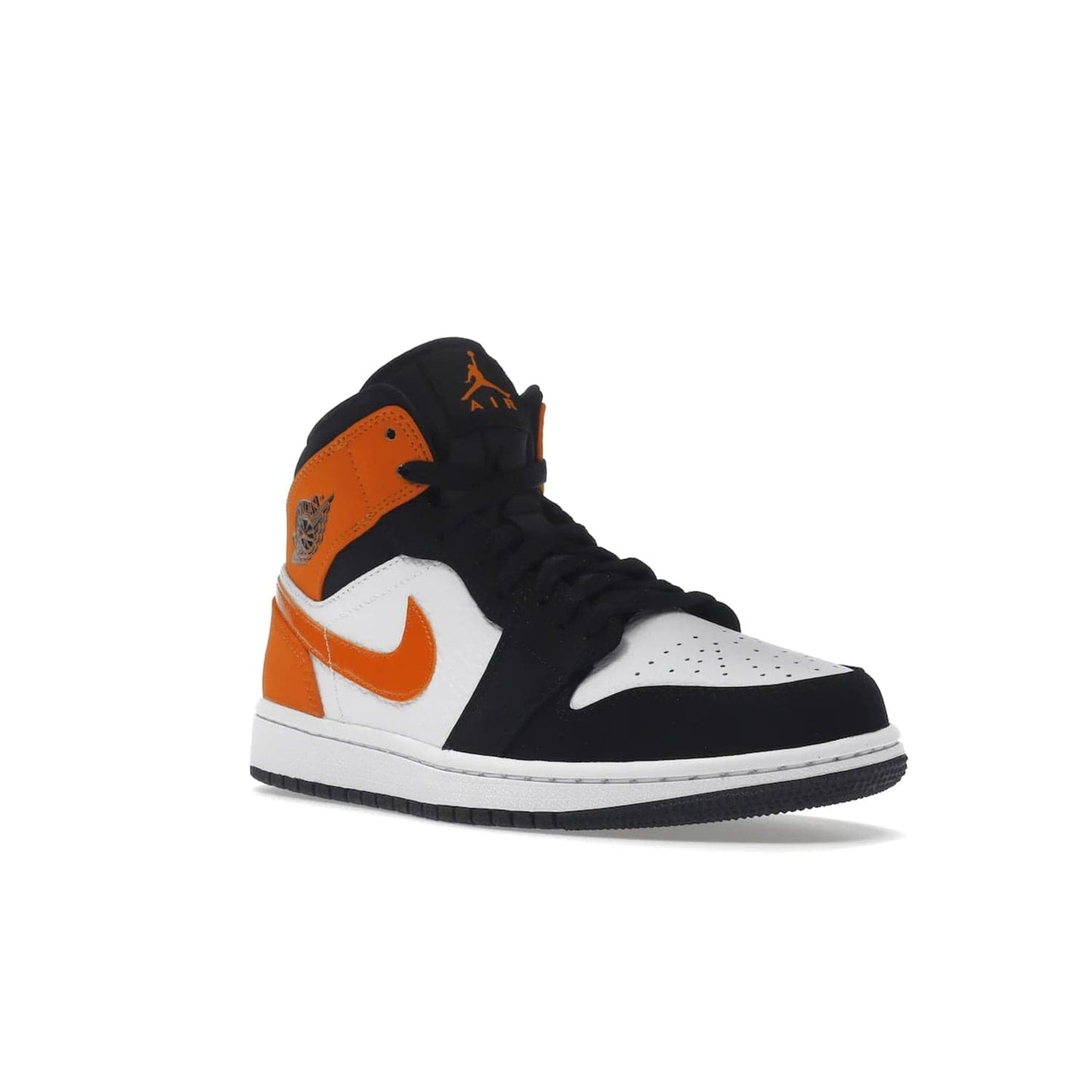Jordan 1 Mid Shattered Backboard - Image 6 - Only at www.BallersClubKickz.com - The Air Jordan 1 Mid Shattered Backboard offers a timeless Black/White-Starfish colorway. Classic Swoosh logo and AJ insignia plus a shatterd backboard graphic on the insole. Get your pair today!