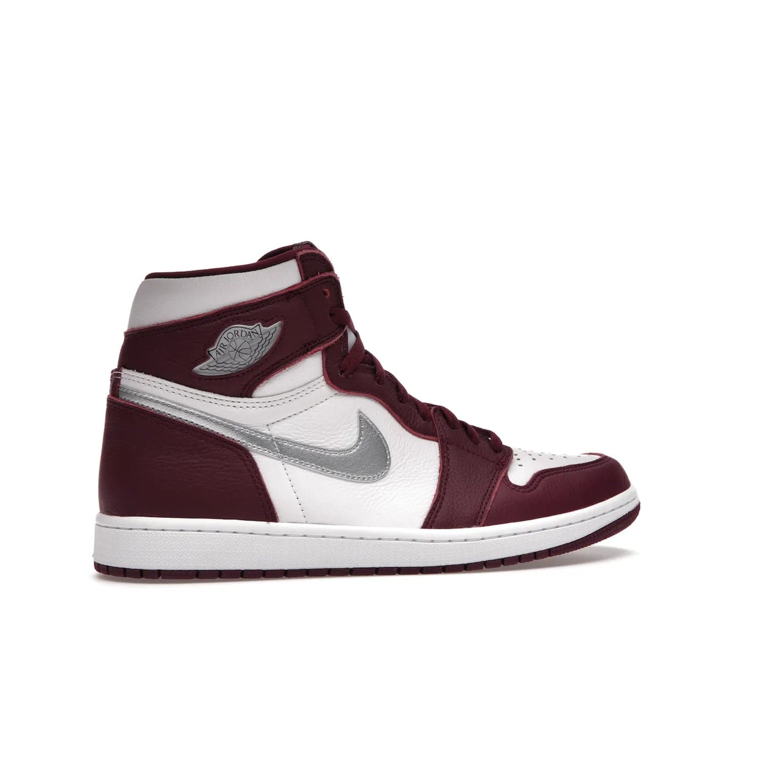 Jordan 1 Retro High OG Bordeaux - Image 35 - Only at www.BallersClubKickz.com - Shop the classic Air Jordan 1 High Bordeaux with a modern high-top cut. The timeless Bordeaux and White-Metallic Silver colorway, releasing Nov 20, 2021, is perfect for practice or a night out.