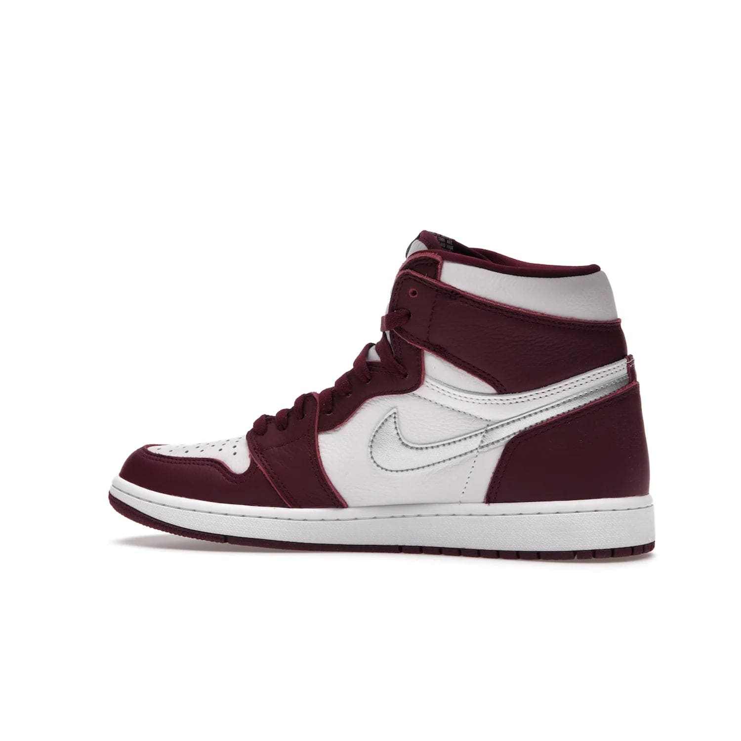 Jordan 1 Retro High OG Bordeaux - Image 21 - Only at www.BallersClubKickz.com - Shop the classic Air Jordan 1 High Bordeaux with a modern high-top cut. The timeless Bordeaux and White-Metallic Silver colorway, releasing Nov 20, 2021, is perfect for practice or a night out.