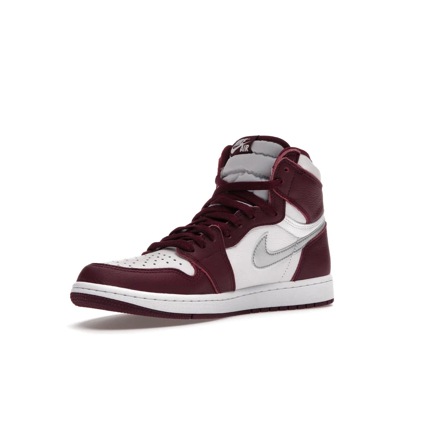 Jordan 1 Retro High OG Bordeaux - Image 15 - Only at www.BallersClubKickz.com - Shop the classic Air Jordan 1 High Bordeaux with a modern high-top cut. The timeless Bordeaux and White-Metallic Silver colorway, releasing Nov 20, 2021, is perfect for practice or a night out.