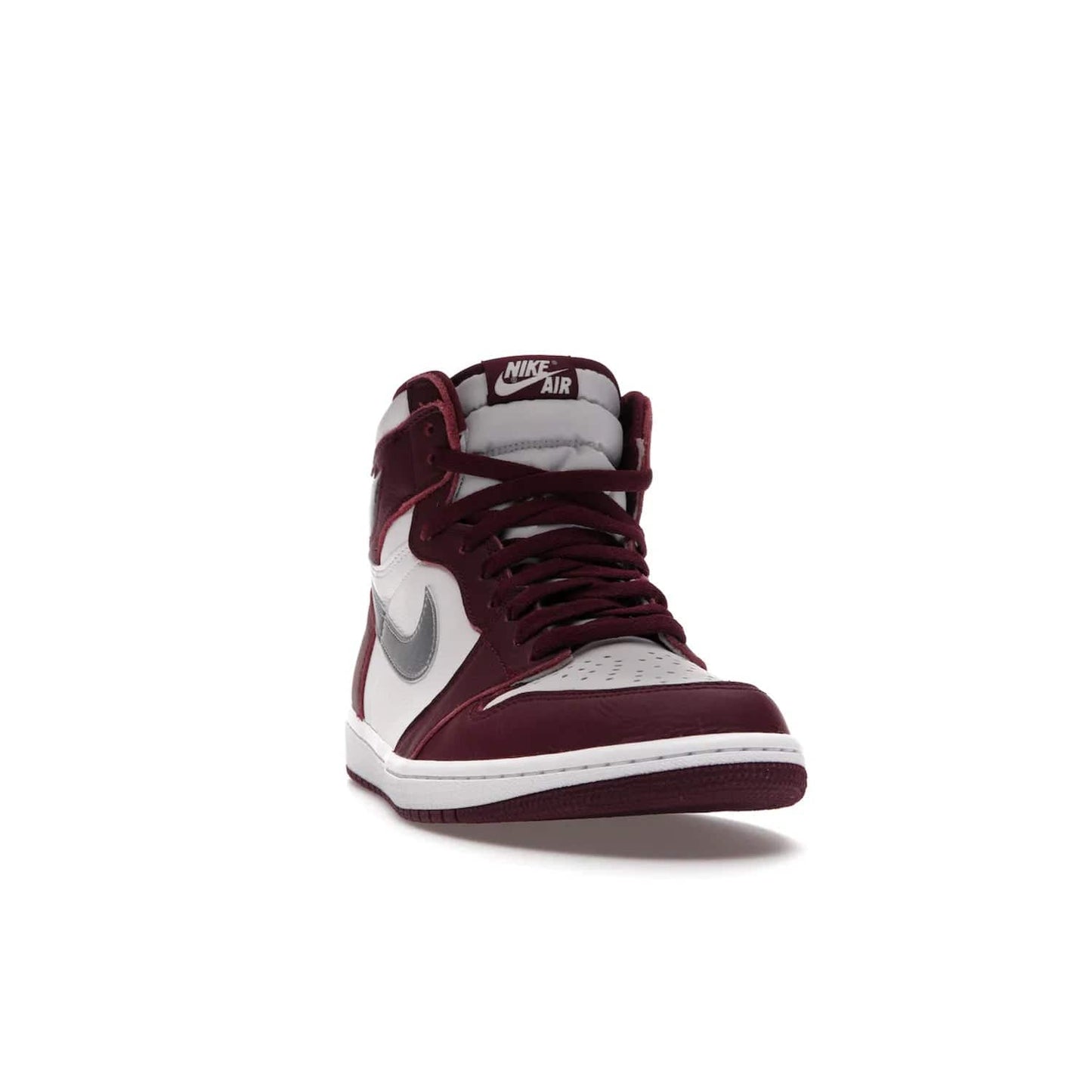 Jordan 1 Retro High OG Bordeaux - Image 8 - Only at www.BallersClubKickz.com - Shop the classic Air Jordan 1 High Bordeaux with a modern high-top cut. The timeless Bordeaux and White-Metallic Silver colorway, releasing Nov 20, 2021, is perfect for practice or a night out.