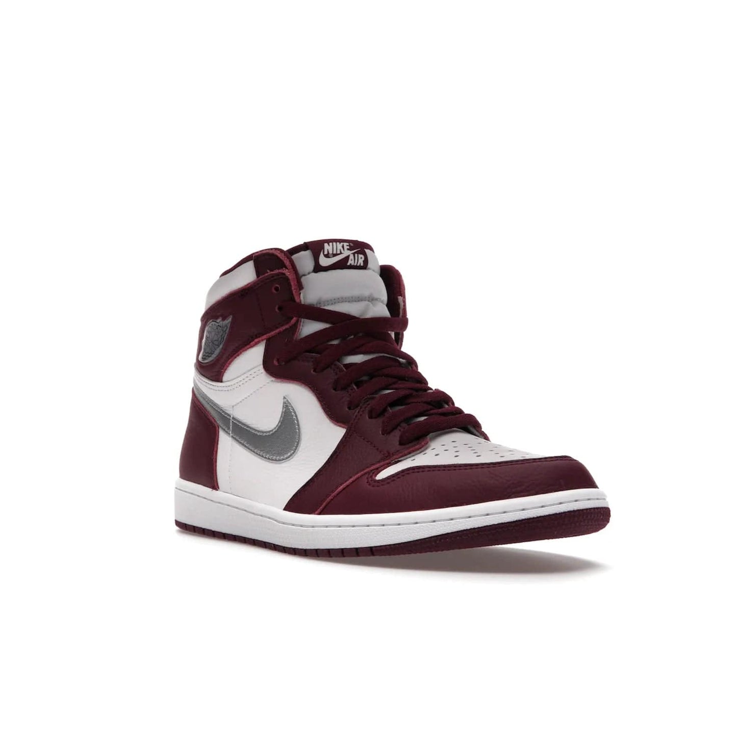 Jordan 1 Retro High OG Bordeaux - Image 6 - Only at www.BallersClubKickz.com - Shop the classic Air Jordan 1 High Bordeaux with a modern high-top cut. The timeless Bordeaux and White-Metallic Silver colorway, releasing Nov 20, 2021, is perfect for practice or a night out.