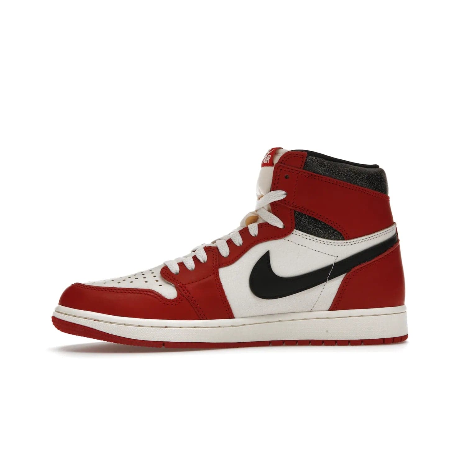 Jordan 1 Retro High OG Chicago Lost and Found - Image 18 - Only at www.BallersClubKickz.com - Be the envy of all sneakerheads with the Air Jordan 1 Retro High OG “Chicago Lost and Found”. This special edition shoe comes in a Varsity Red/Black-Sail-Muslin colorway and features crackled leather uppers and yellowed details for a unique, vintage look. Get your hands this rare release in November 2022.