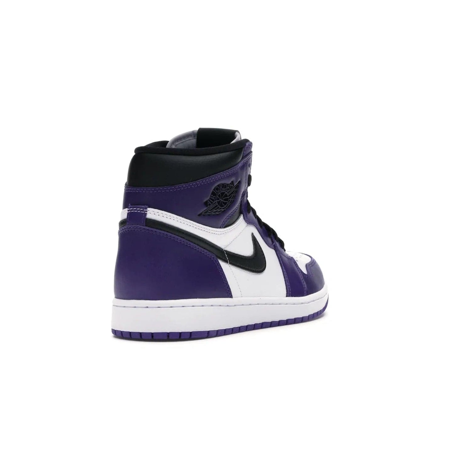 Jordan 1 Retro High Court Purple White - Image 31 - Only at www.BallersClubKickz.com - Grab the classic Jordan 1 Retro High Court Purple White and add major flavor to your collection. White leather upper with Court Purple overlays and Swoosh logo. White midsole and purple outsole. Get yours and rep your Jordan Brand.