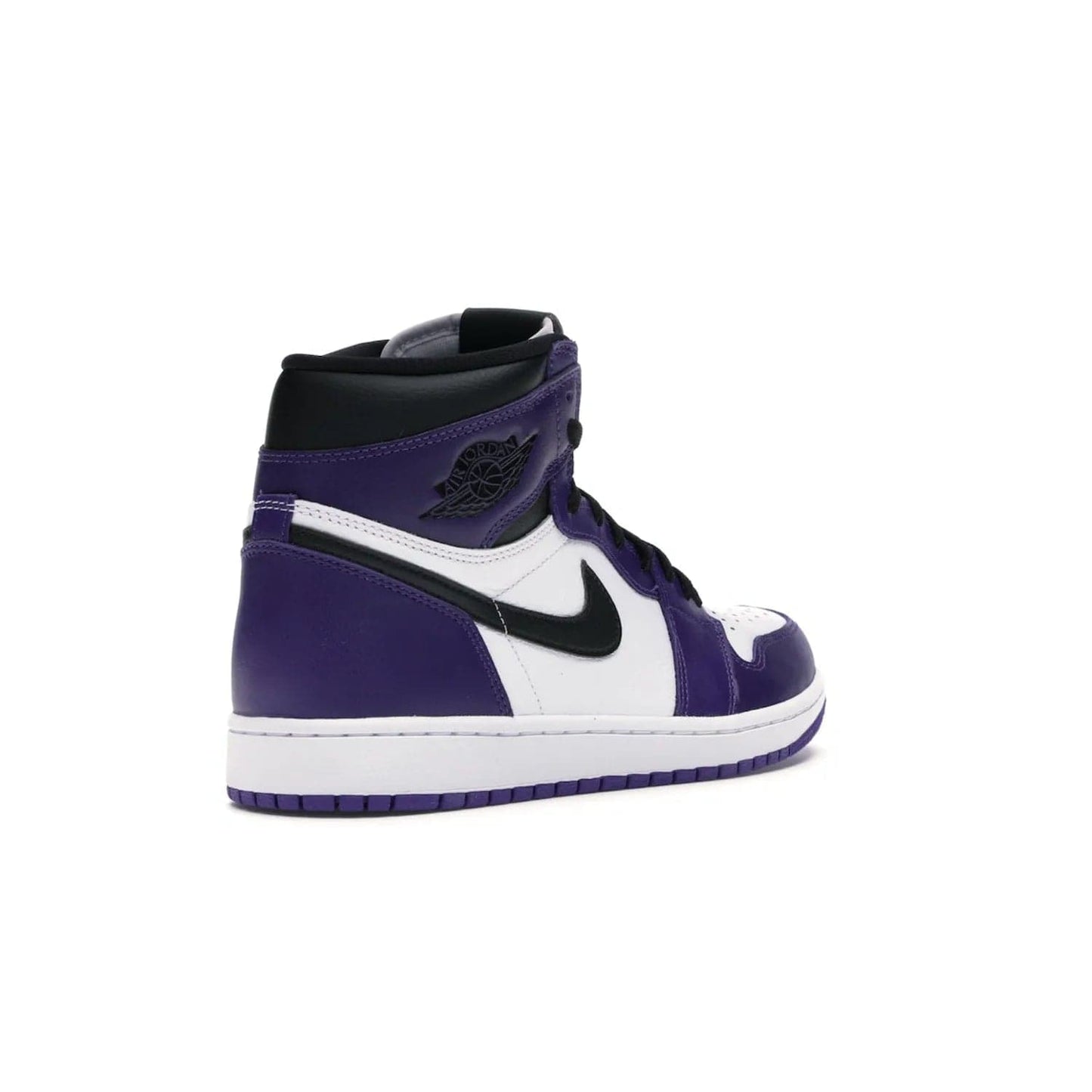 Jordan 1 Retro High Court Purple White - Image 32 - Only at www.BallersClubKickz.com - Grab the classic Jordan 1 Retro High Court Purple White and add major flavor to your collection. White leather upper with Court Purple overlays and Swoosh logo. White midsole and purple outsole. Get yours and rep your Jordan Brand.