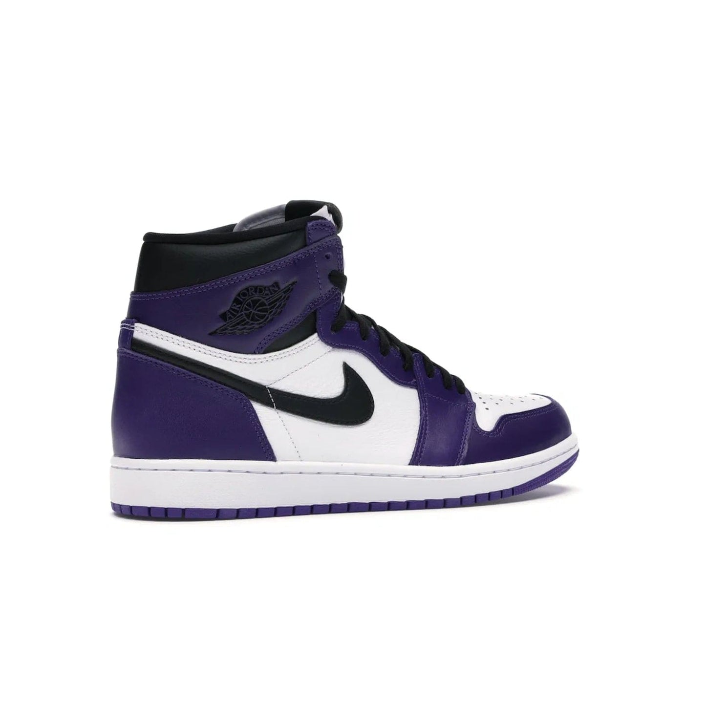 Jordan 1 Retro High Court Purple White - Image 34 - Only at www.BallersClubKickz.com - Grab the classic Jordan 1 Retro High Court Purple White and add major flavor to your collection. White leather upper with Court Purple overlays and Swoosh logo. White midsole and purple outsole. Get yours and rep your Jordan Brand.