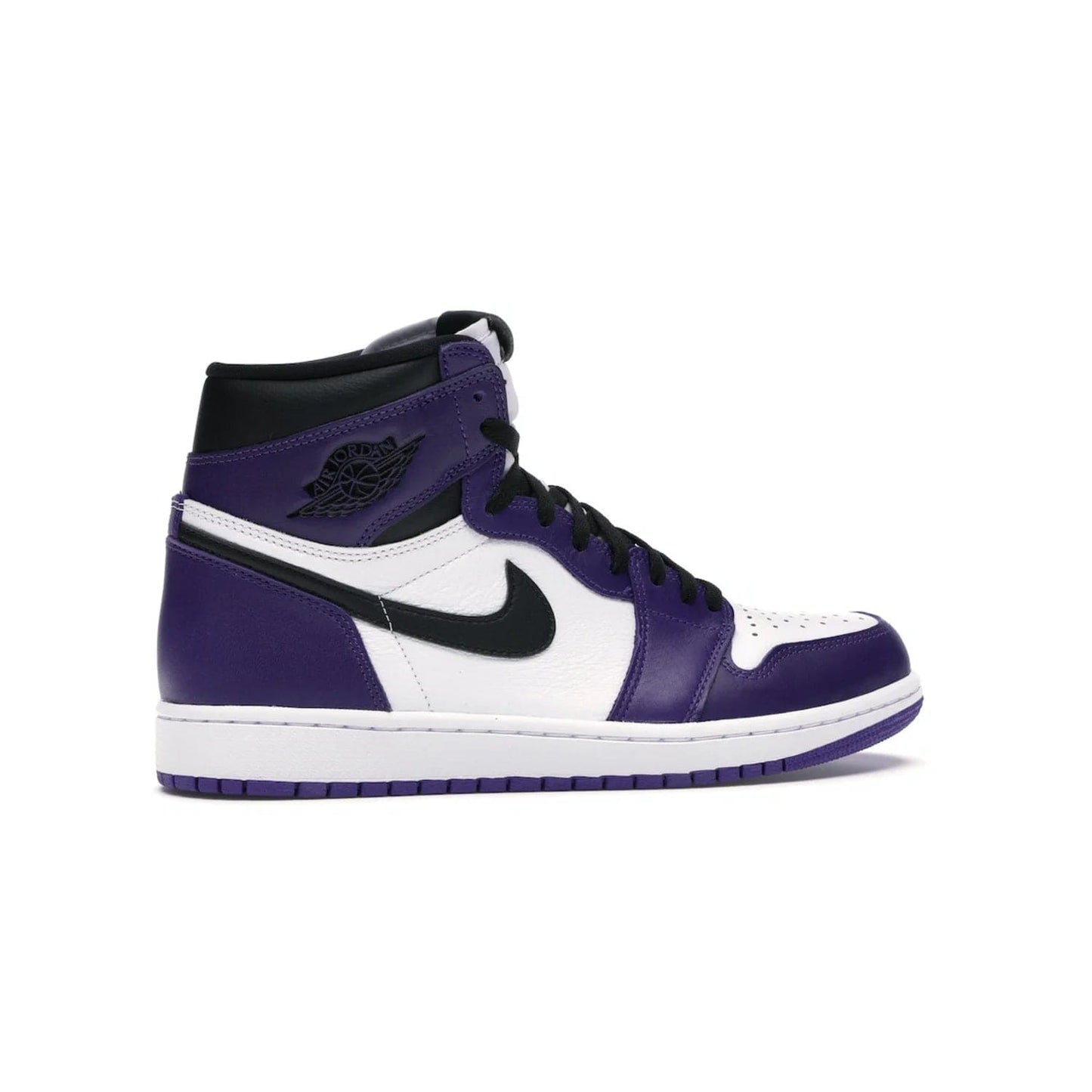 Jordan 1 Retro High Court Purple White - Image 35 - Only at www.BallersClubKickz.com - Grab the classic Jordan 1 Retro High Court Purple White and add major flavor to your collection. White leather upper with Court Purple overlays and Swoosh logo. White midsole and purple outsole. Get yours and rep your Jordan Brand.