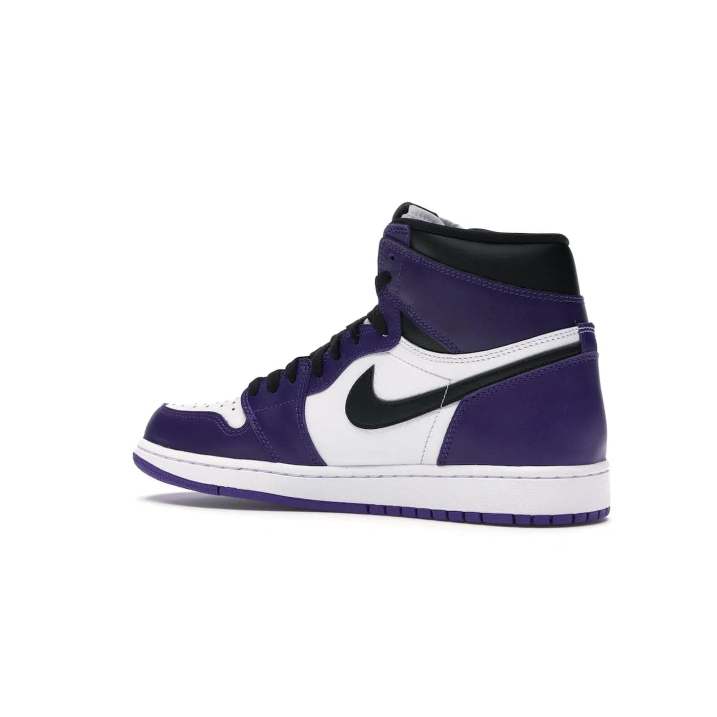 Jordan 1 Retro High Court Purple White - Image 22 - Only at www.BallersClubKickz.com - Grab the classic Jordan 1 Retro High Court Purple White and add major flavor to your collection. White leather upper with Court Purple overlays and Swoosh logo. White midsole and purple outsole. Get yours and rep your Jordan Brand.