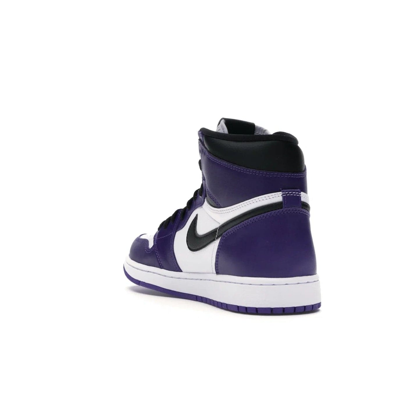 Jordan 1 Retro High Court Purple White - Image 25 - Only at www.BallersClubKickz.com - Grab the classic Jordan 1 Retro High Court Purple White and add major flavor to your collection. White leather upper with Court Purple overlays and Swoosh logo. White midsole and purple outsole. Get yours and rep your Jordan Brand.