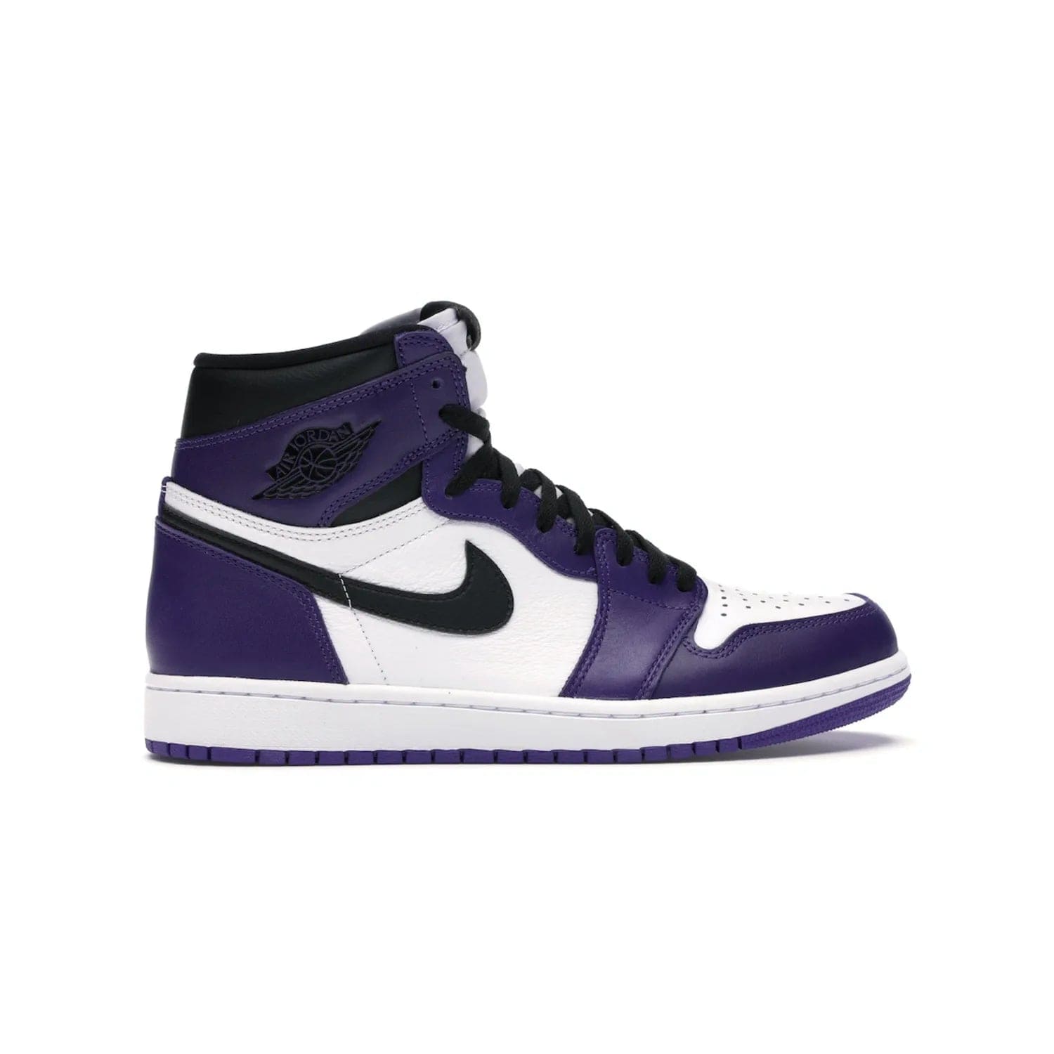 Jordan 1 Retro High Court Purple White - Image 36 - Only at www.BallersClubKickz.com - Grab the classic Jordan 1 Retro High Court Purple White and add major flavor to your collection. White leather upper with Court Purple overlays and Swoosh logo. White midsole and purple outsole. Get yours and rep your Jordan Brand.