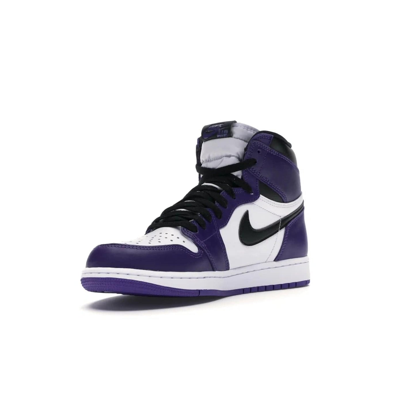 Jordan 1 Retro High Court Purple White - Image 14 - Only at www.BallersClubKickz.com - Grab the classic Jordan 1 Retro High Court Purple White and add major flavor to your collection. White leather upper with Court Purple overlays and Swoosh logo. White midsole and purple outsole. Get yours and rep your Jordan Brand.