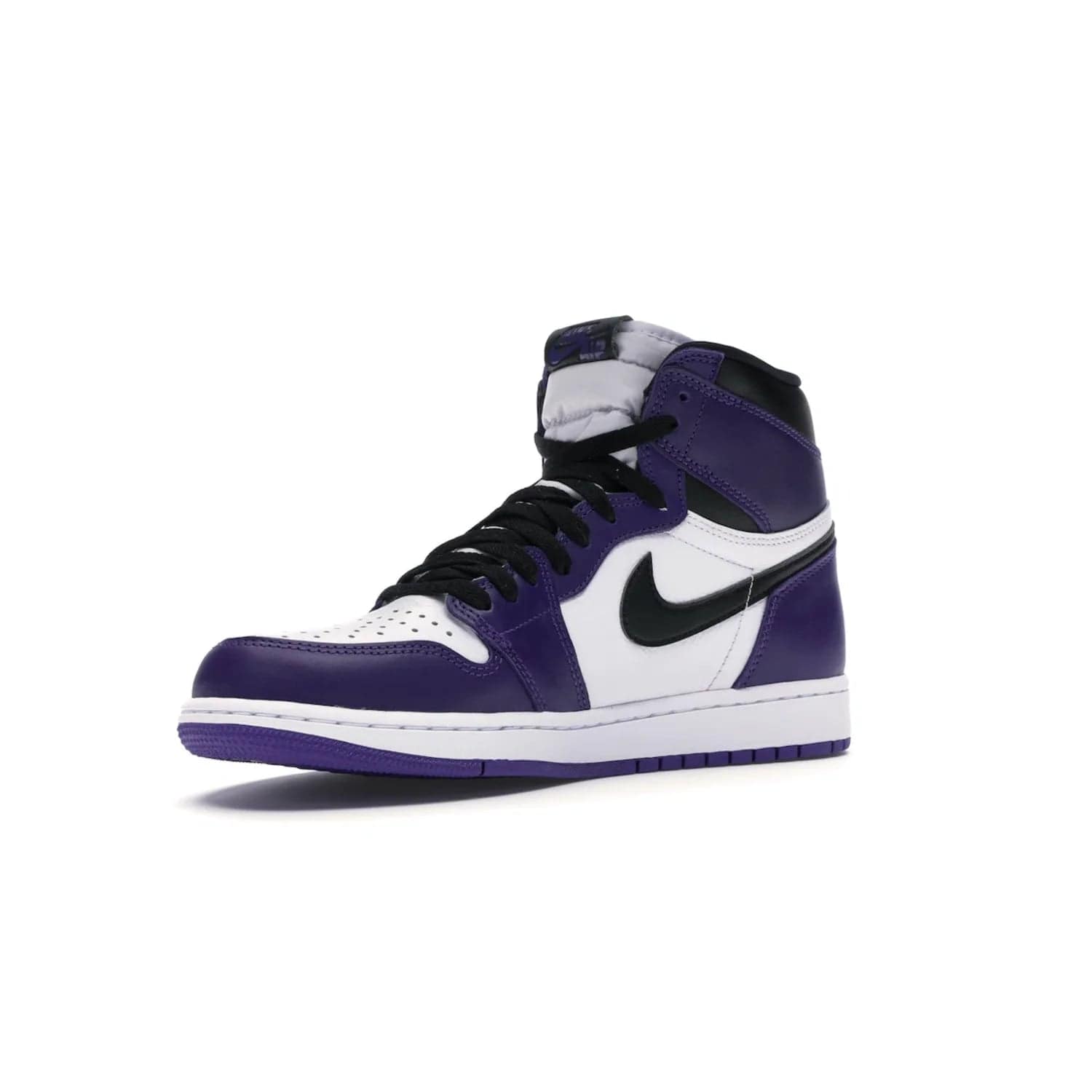 Jordan 1 Retro High Court Purple White - Image 15 - Only at www.BallersClubKickz.com - Grab the classic Jordan 1 Retro High Court Purple White and add major flavor to your collection. White leather upper with Court Purple overlays and Swoosh logo. White midsole and purple outsole. Get yours and rep your Jordan Brand.