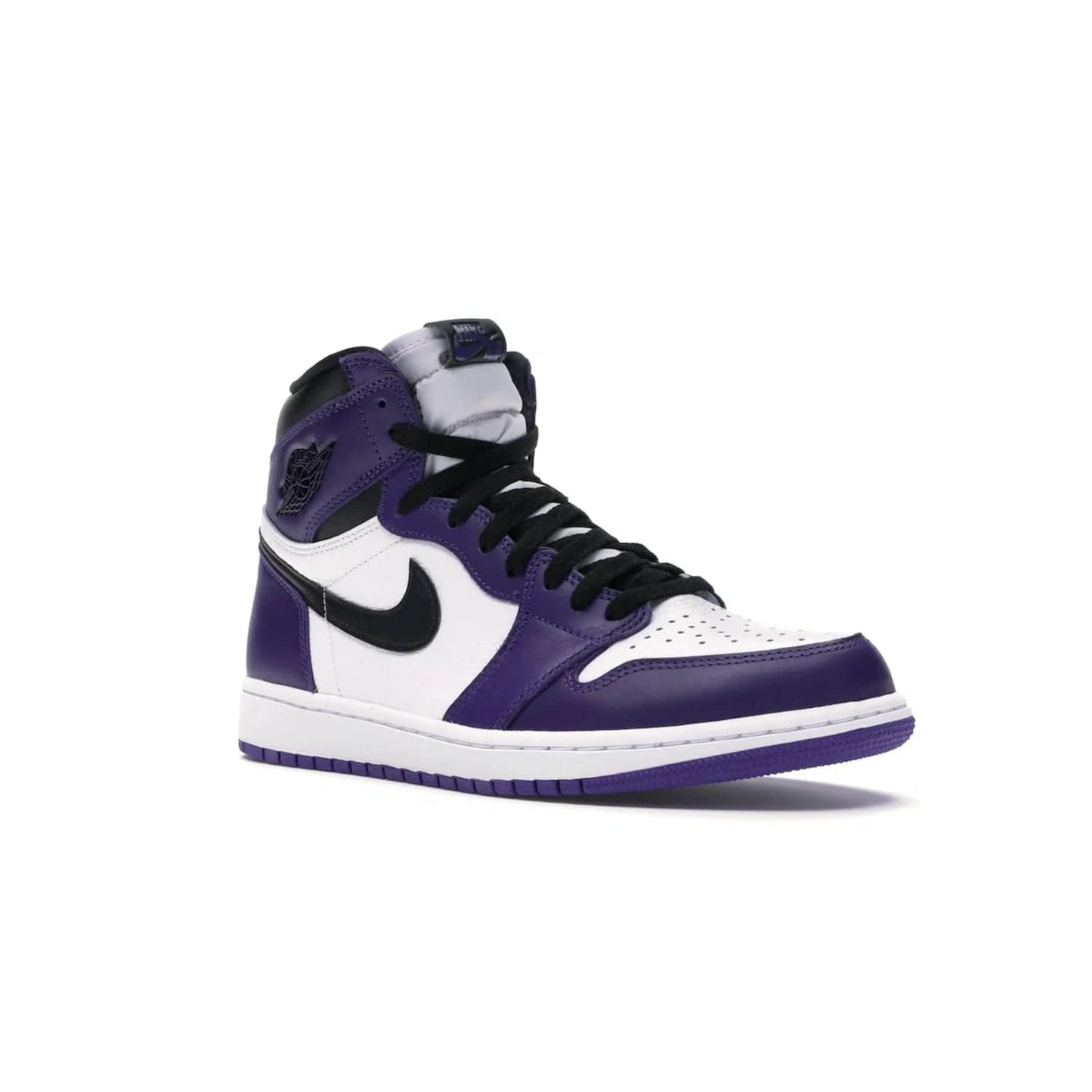 Jordan 1 Retro High Court Purple White - Image 5 - Only at www.BallersClubKickz.com - Grab the classic Jordan 1 Retro High Court Purple White and add major flavor to your collection. White leather upper with Court Purple overlays and Swoosh logo. White midsole and purple outsole. Get yours and rep your Jordan Brand.