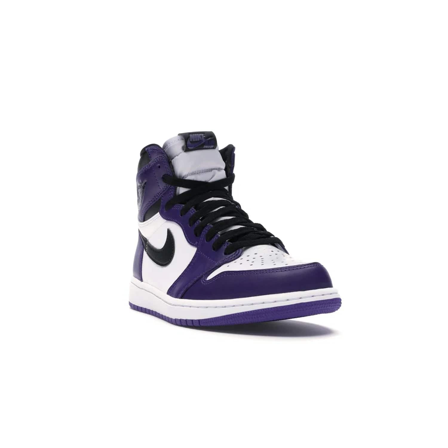 Jordan 1 Retro High Court Purple White - Image 7 - Only at www.BallersClubKickz.com - Grab the classic Jordan 1 Retro High Court Purple White and add major flavor to your collection. White leather upper with Court Purple overlays and Swoosh logo. White midsole and purple outsole. Get yours and rep your Jordan Brand.