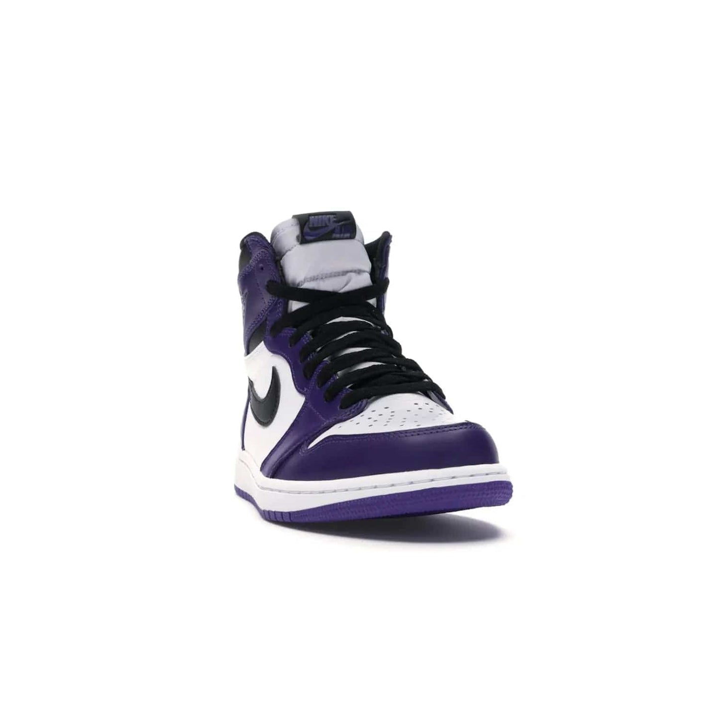 Jordan 1 Retro High Court Purple White - Image 8 - Only at www.BallersClubKickz.com - Grab the classic Jordan 1 Retro High Court Purple White and add major flavor to your collection. White leather upper with Court Purple overlays and Swoosh logo. White midsole and purple outsole. Get yours and rep your Jordan Brand.