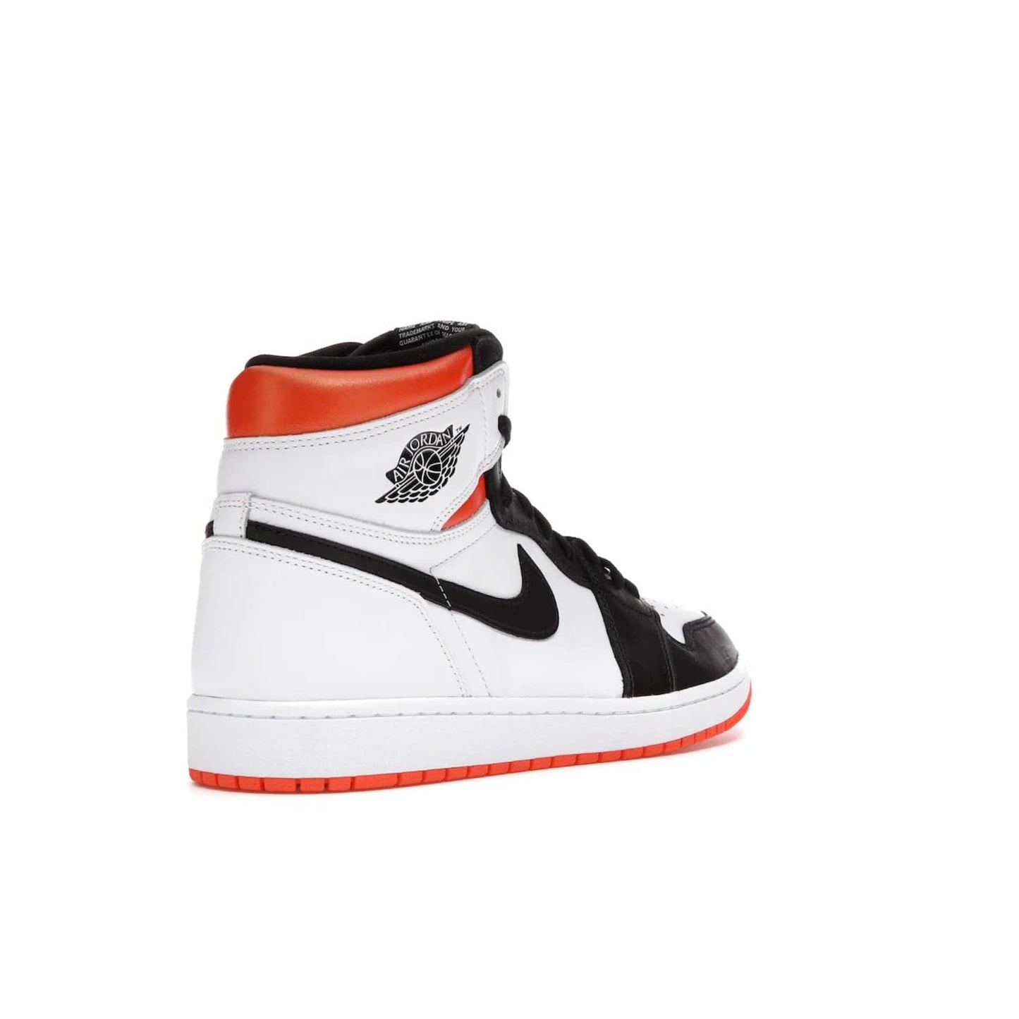 Jordan 1 Retro High Electro Orange - Image 32 - Only at www.BallersClubKickz.com - This Air Jordan 1 Retro High Electro Orange features a white leather upper with black overlays and vibrant Hyper Orange ankle wrap. Turn heads with this iconic design of woven tongue label and sole. Get yours today and add some serious style to your rotation.