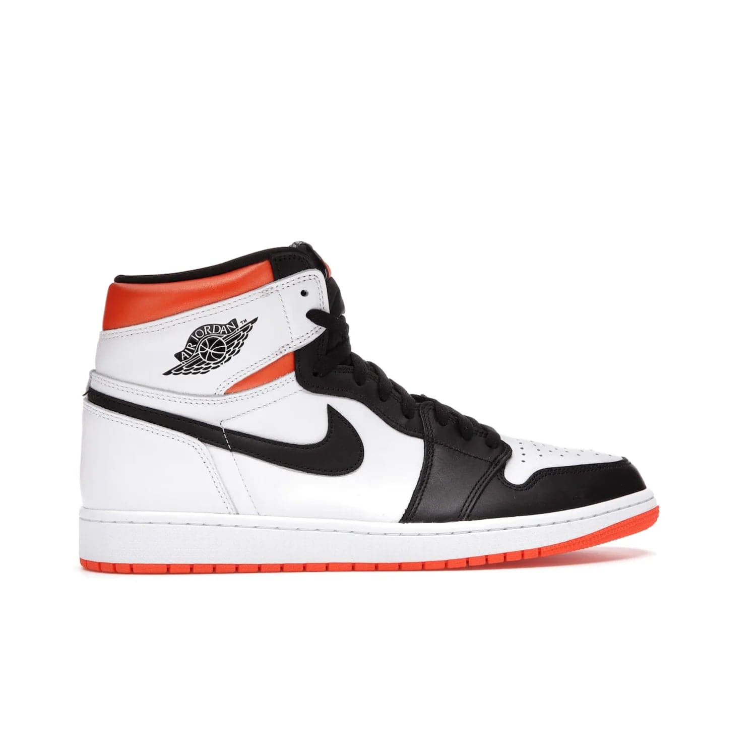 Jordan 1 Retro High Electro Orange - Image 36 - Only at www.BallersClubKickz.com - This Air Jordan 1 Retro High Electro Orange features a white leather upper with black overlays and vibrant Hyper Orange ankle wrap. Turn heads with this iconic design of woven tongue label and sole. Get yours today and add some serious style to your rotation.