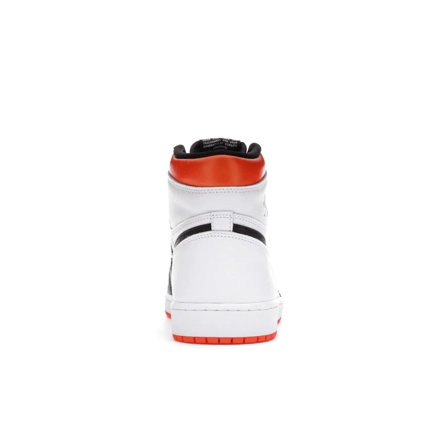 Jordan 1 Retro High Electro Orange - Image 28 - Only at www.BallersClubKickz.com - This Air Jordan 1 Retro High Electro Orange features a white leather upper with black overlays and vibrant Hyper Orange ankle wrap. Turn heads with this iconic design of woven tongue label and sole. Get yours today and add some serious style to your rotation.