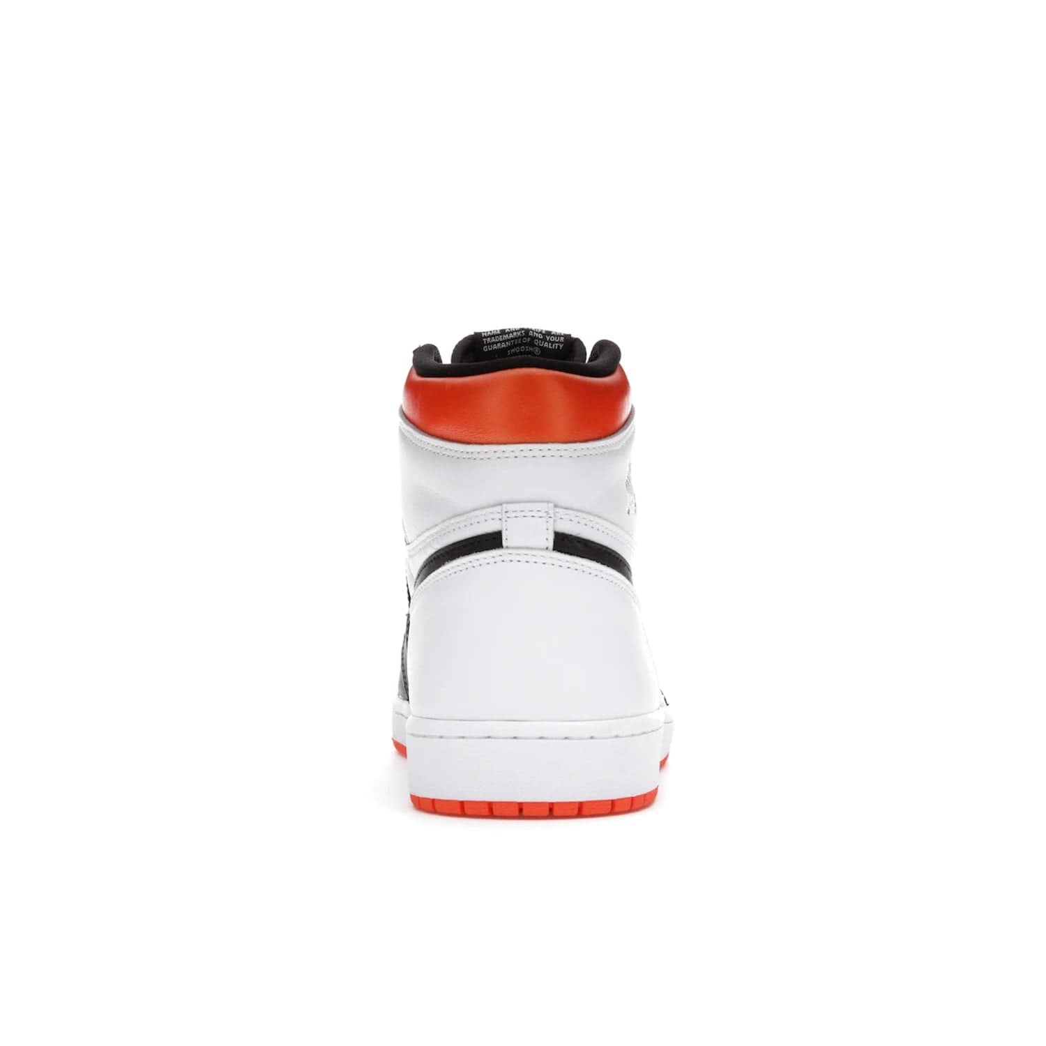 Jordan 1 Retro High Electro Orange - Image 28 - Only at www.BallersClubKickz.com - This Air Jordan 1 Retro High Electro Orange features a white leather upper with black overlays and vibrant Hyper Orange ankle wrap. Turn heads with this iconic design of woven tongue label and sole. Get yours today and add some serious style to your rotation.