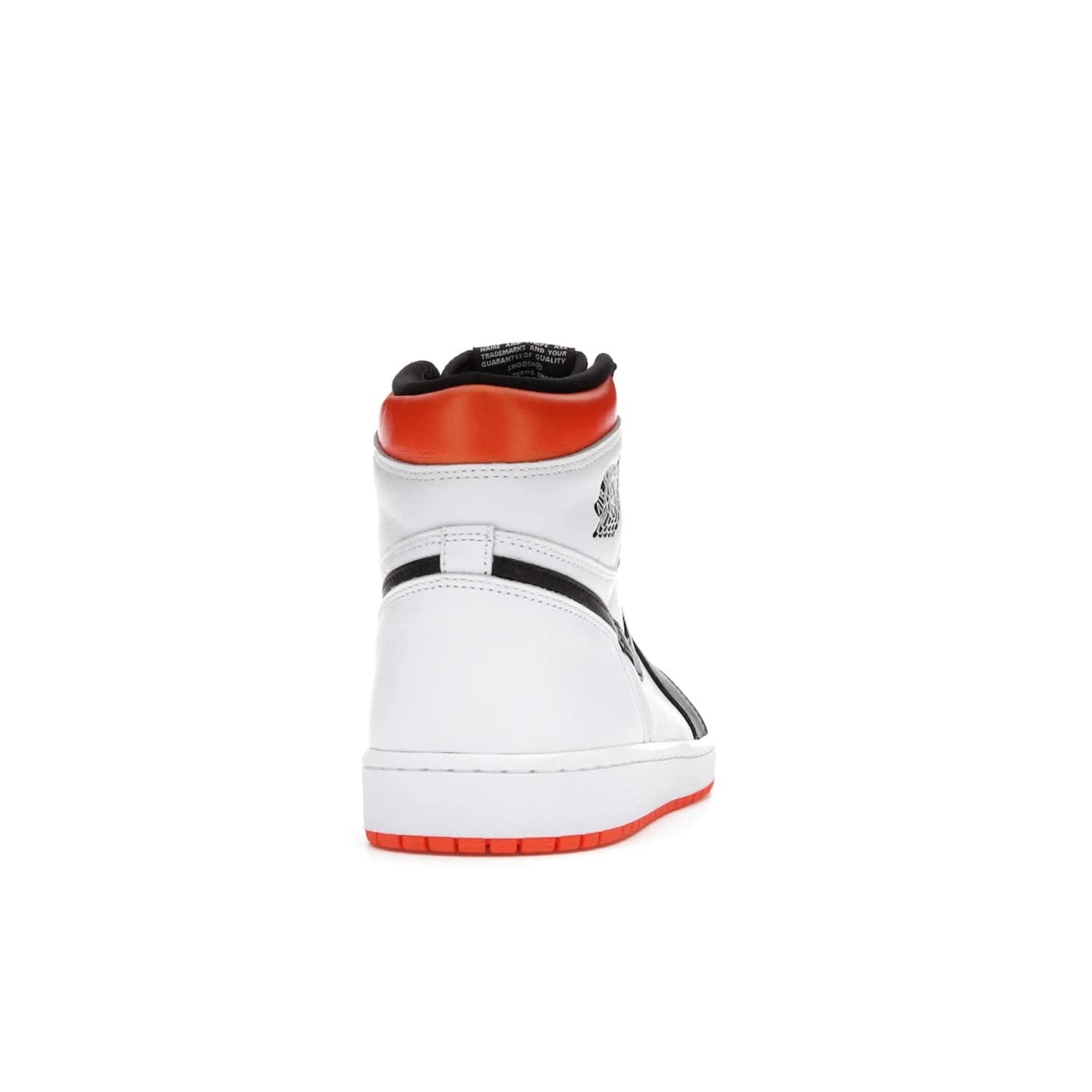Jordan 1 Retro High Electro Orange - Image 29 - Only at www.BallersClubKickz.com - This Air Jordan 1 Retro High Electro Orange features a white leather upper with black overlays and vibrant Hyper Orange ankle wrap. Turn heads with this iconic design of woven tongue label and sole. Get yours today and add some serious style to your rotation.