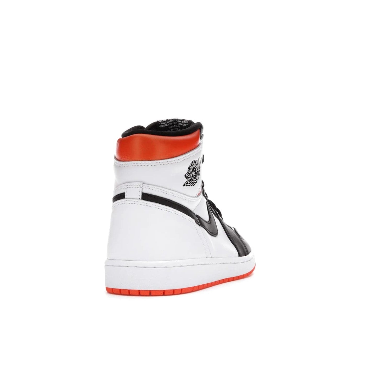 Jordan 1 Retro High Electro Orange - Image 30 - Only at www.BallersClubKickz.com - This Air Jordan 1 Retro High Electro Orange features a white leather upper with black overlays and vibrant Hyper Orange ankle wrap. Turn heads with this iconic design of woven tongue label and sole. Get yours today and add some serious style to your rotation.