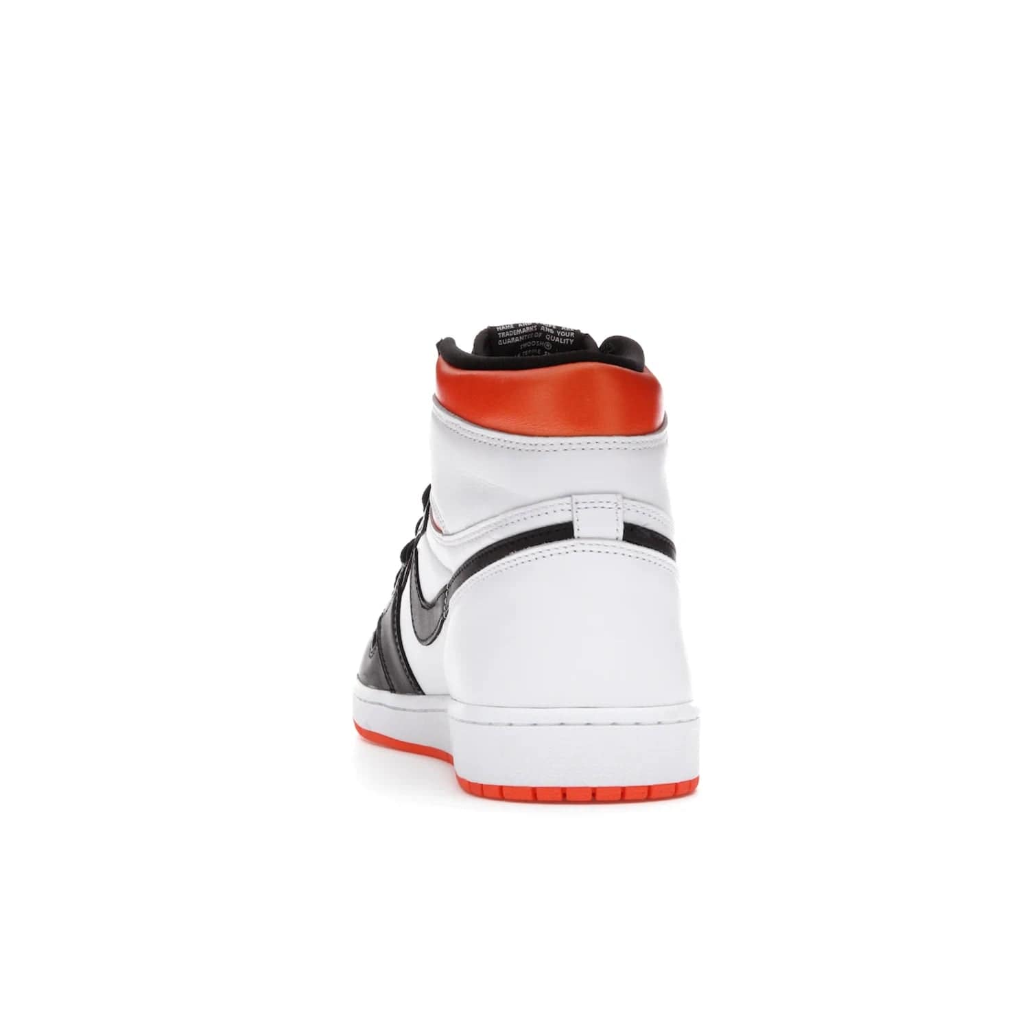 Jordan 1 Retro High Electro Orange - Image 27 - Only at www.BallersClubKickz.com - This Air Jordan 1 Retro High Electro Orange features a white leather upper with black overlays and vibrant Hyper Orange ankle wrap. Turn heads with this iconic design of woven tongue label and sole. Get yours today and add some serious style to your rotation.