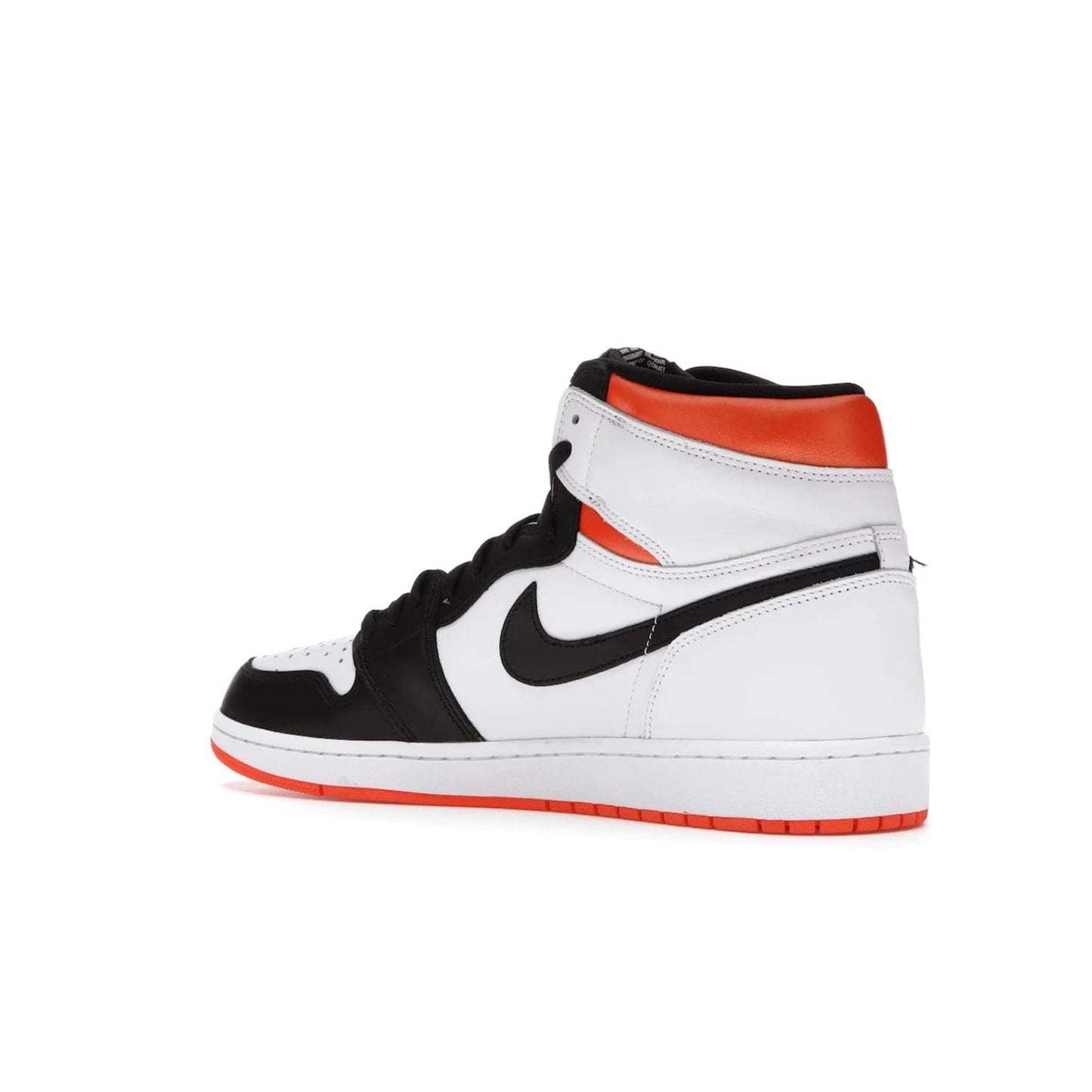Jordan 1 Retro High Electro Orange - Image 23 - Only at www.BallersClubKickz.com - This Air Jordan 1 Retro High Electro Orange features a white leather upper with black overlays and vibrant Hyper Orange ankle wrap. Turn heads with this iconic design of woven tongue label and sole. Get yours today and add some serious style to your rotation.