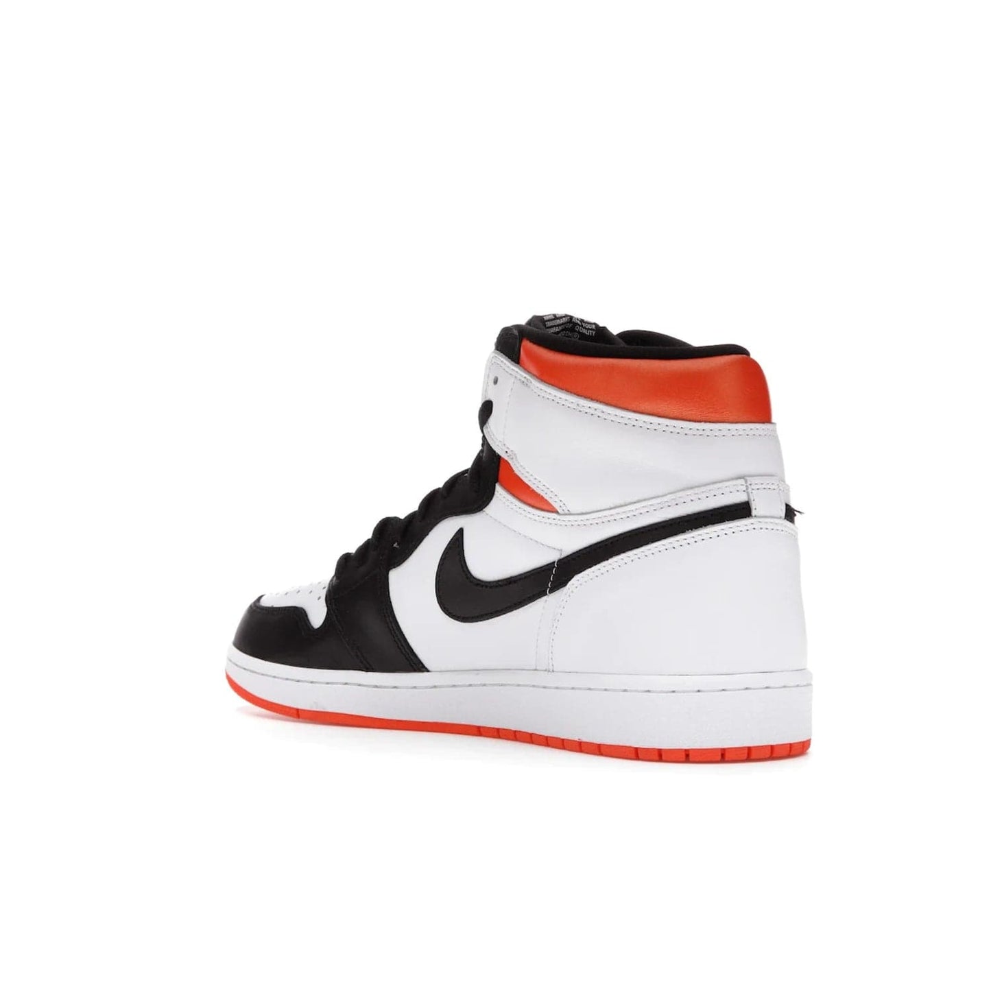 Jordan 1 Retro High Electro Orange - Image 24 - Only at www.BallersClubKickz.com - This Air Jordan 1 Retro High Electro Orange features a white leather upper with black overlays and vibrant Hyper Orange ankle wrap. Turn heads with this iconic design of woven tongue label and sole. Get yours today and add some serious style to your rotation.