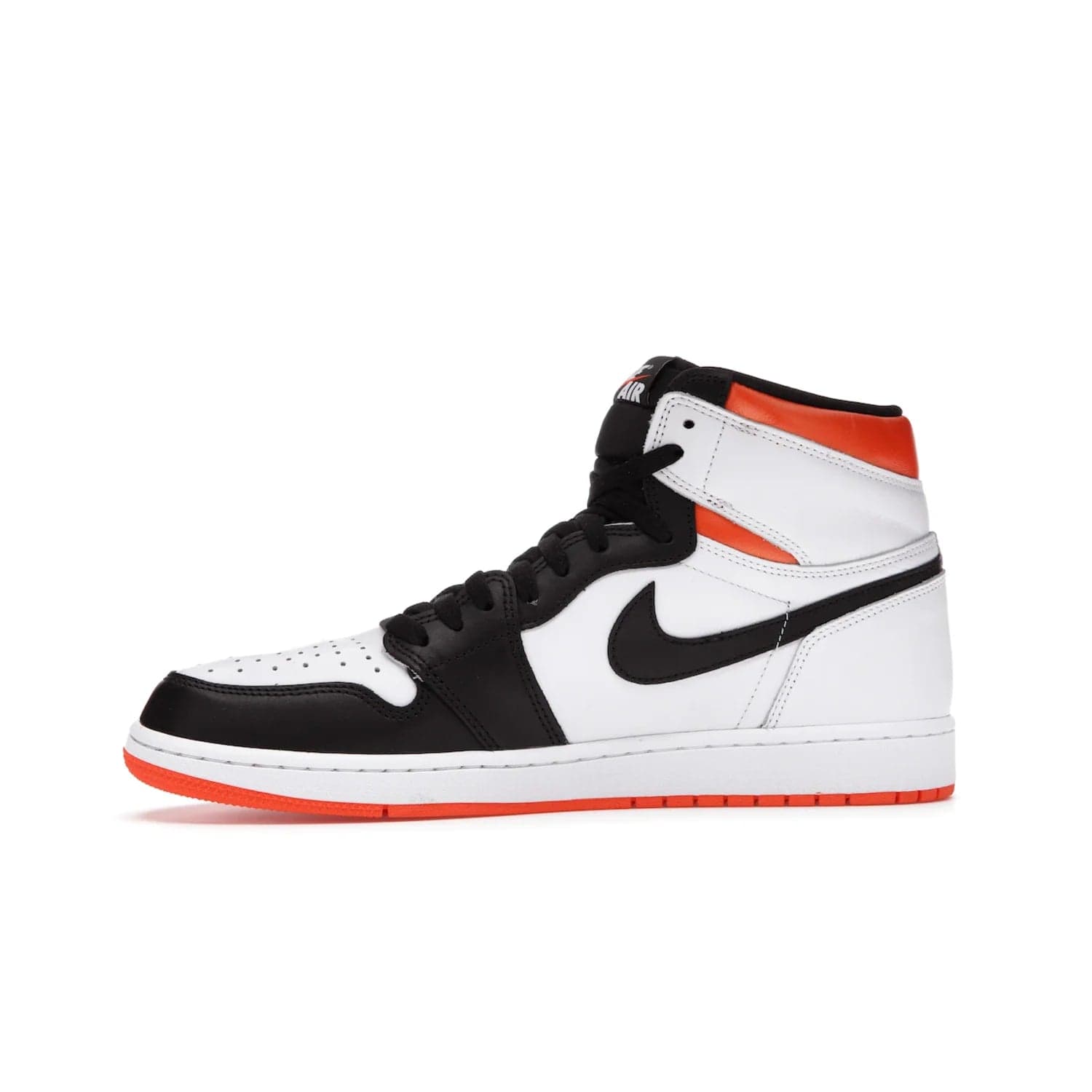 Jordan 1 Retro High Electro Orange - Image 18 - Only at www.BallersClubKickz.com - This Air Jordan 1 Retro High Electro Orange features a white leather upper with black overlays and vibrant Hyper Orange ankle wrap. Turn heads with this iconic design of woven tongue label and sole. Get yours today and add some serious style to your rotation.