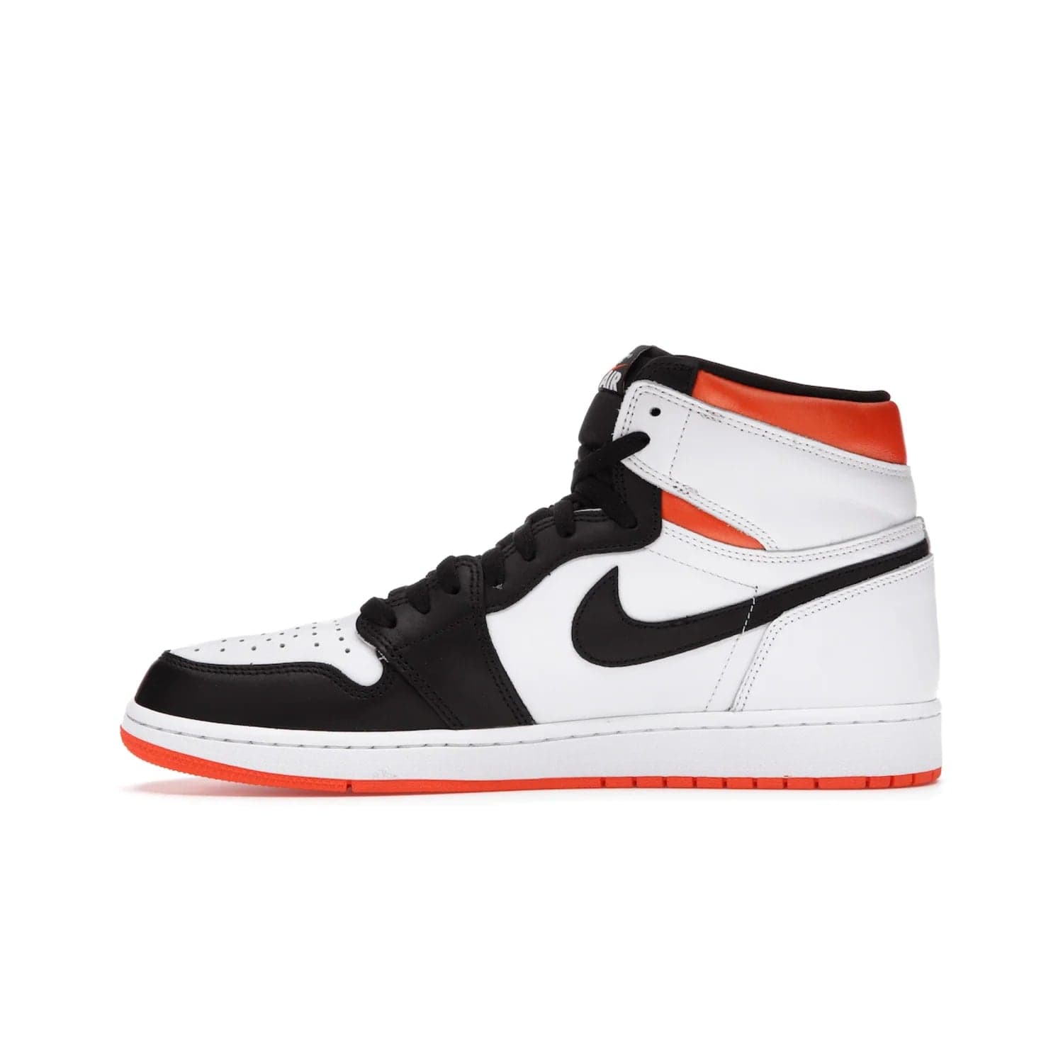 Jordan 1 Retro High Electro Orange - Image 19 - Only at www.BallersClubKickz.com - This Air Jordan 1 Retro High Electro Orange features a white leather upper with black overlays and vibrant Hyper Orange ankle wrap. Turn heads with this iconic design of woven tongue label and sole. Get yours today and add some serious style to your rotation.