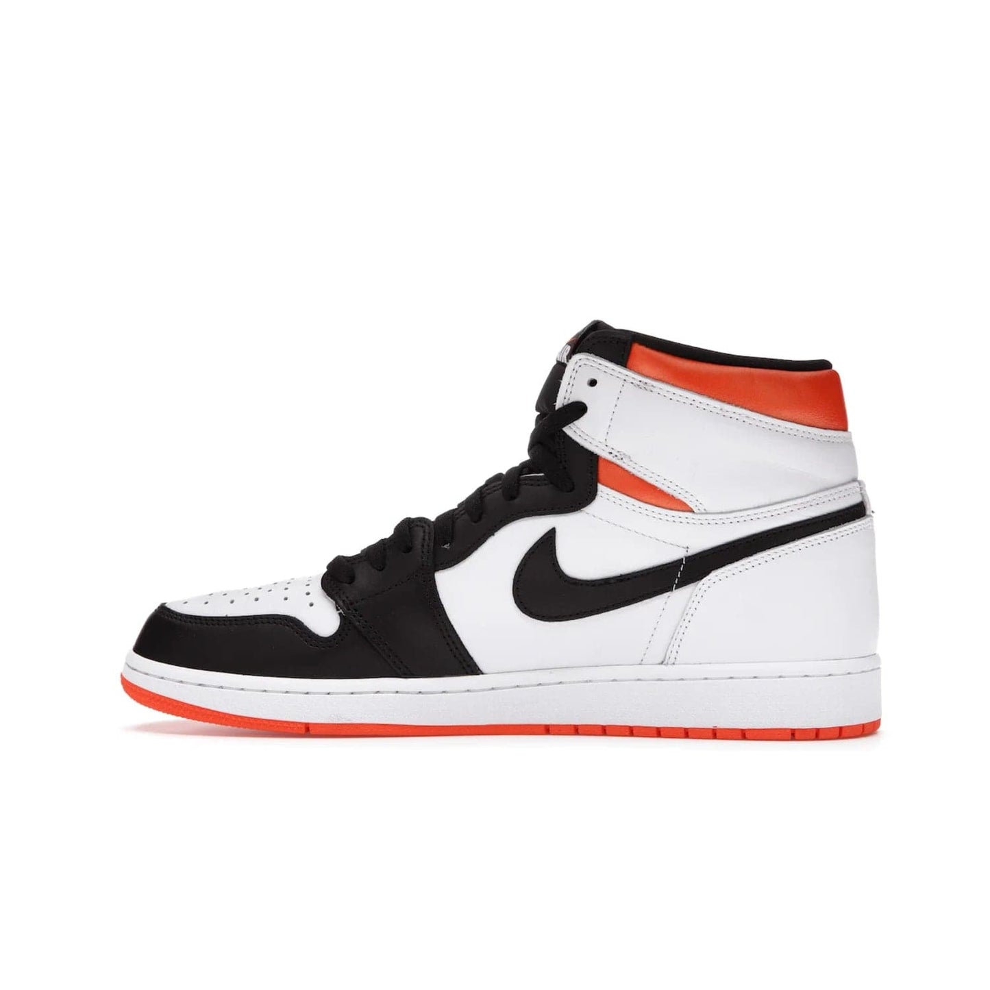 Jordan 1 Retro High Electro Orange - Image 20 - Only at www.BallersClubKickz.com - This Air Jordan 1 Retro High Electro Orange features a white leather upper with black overlays and vibrant Hyper Orange ankle wrap. Turn heads with this iconic design of woven tongue label and sole. Get yours today and add some serious style to your rotation.