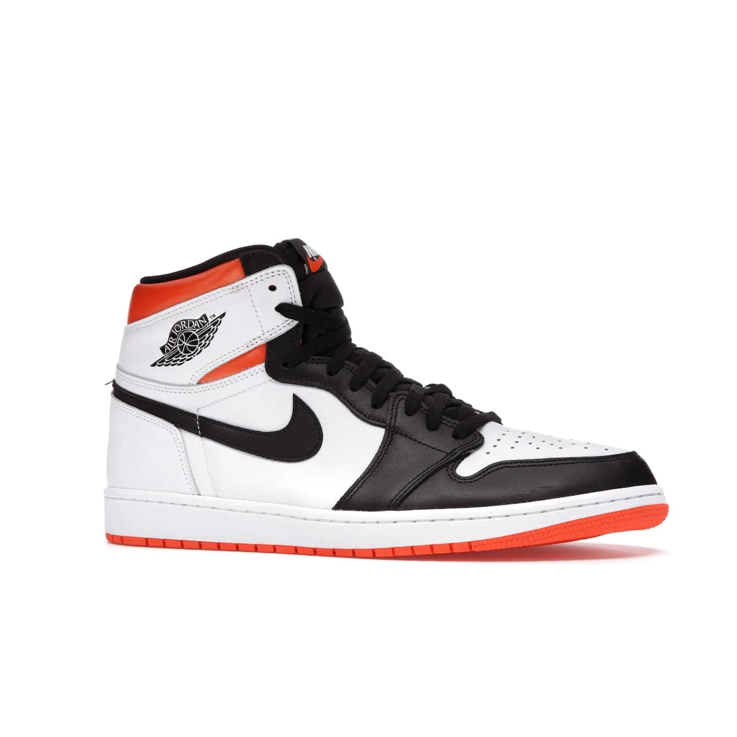 Jordan 1 Retro High Electro Orange - Image 3 - Only at www.BallersClubKickz.com - This Air Jordan 1 Retro High Electro Orange features a white leather upper with black overlays and vibrant Hyper Orange ankle wrap. Turn heads with this iconic design of woven tongue label and sole. Get yours today and add some serious style to your rotation.